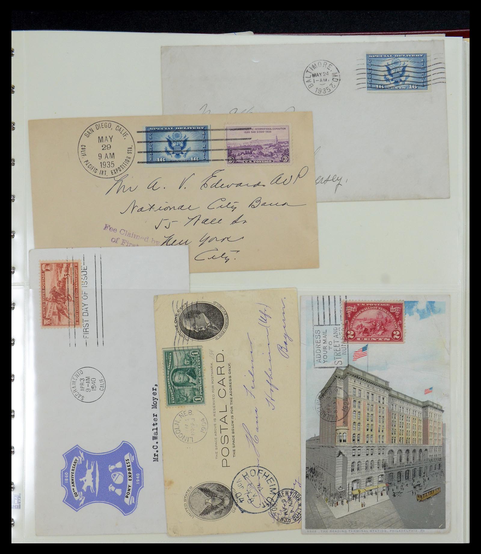 36095 037 - Postzegelverzameling 36095 USA brieven en postwaardestukken 1851-1950