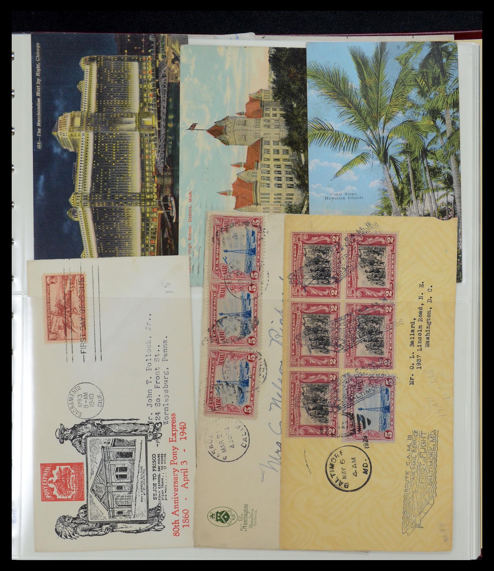 36095 039 - Postzegelverzameling 36095 USA brieven en postwaardestukken 1851-1950