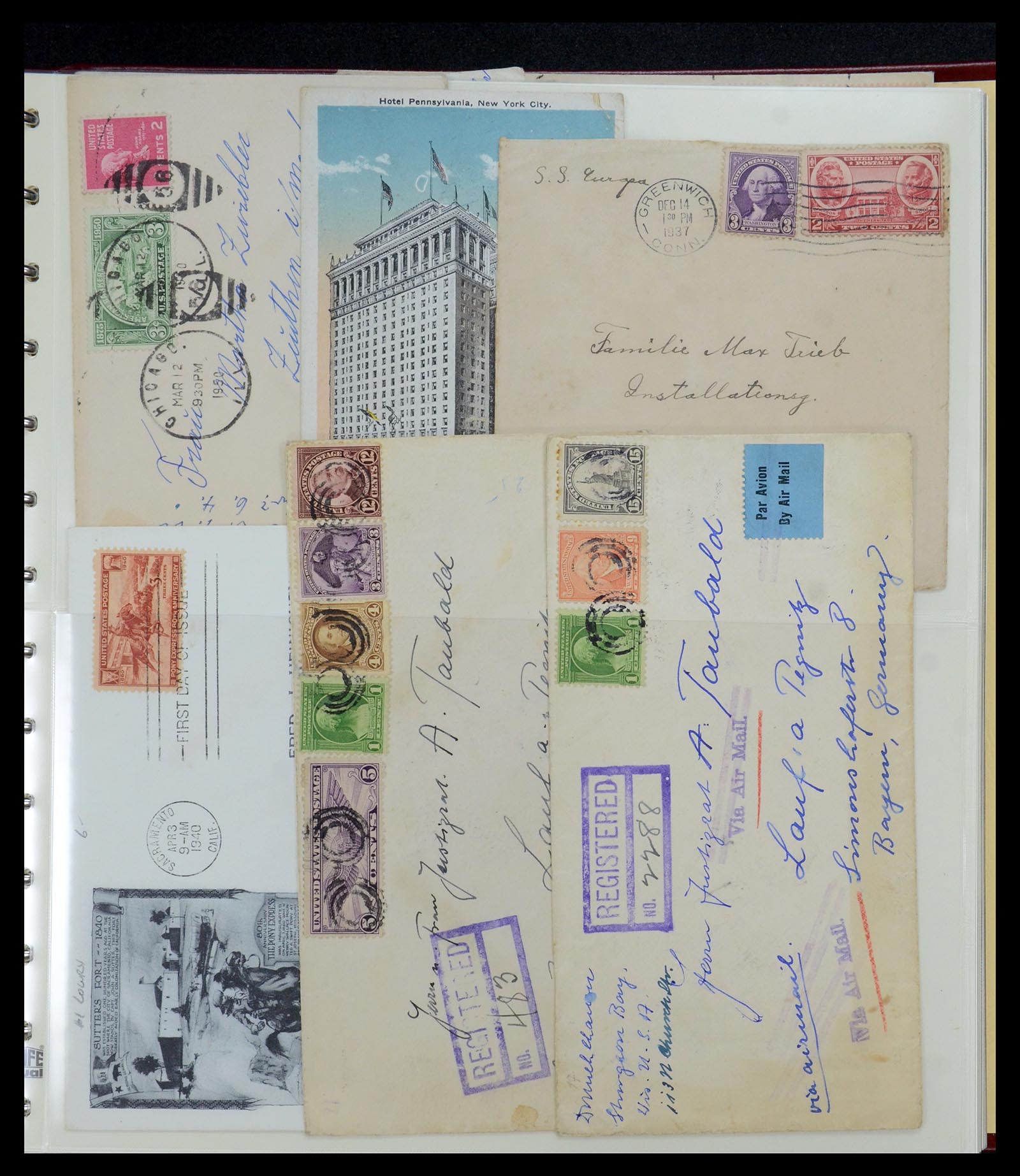 36095 040 - Postzegelverzameling 36095 USA brieven en postwaardestukken 1851-1950