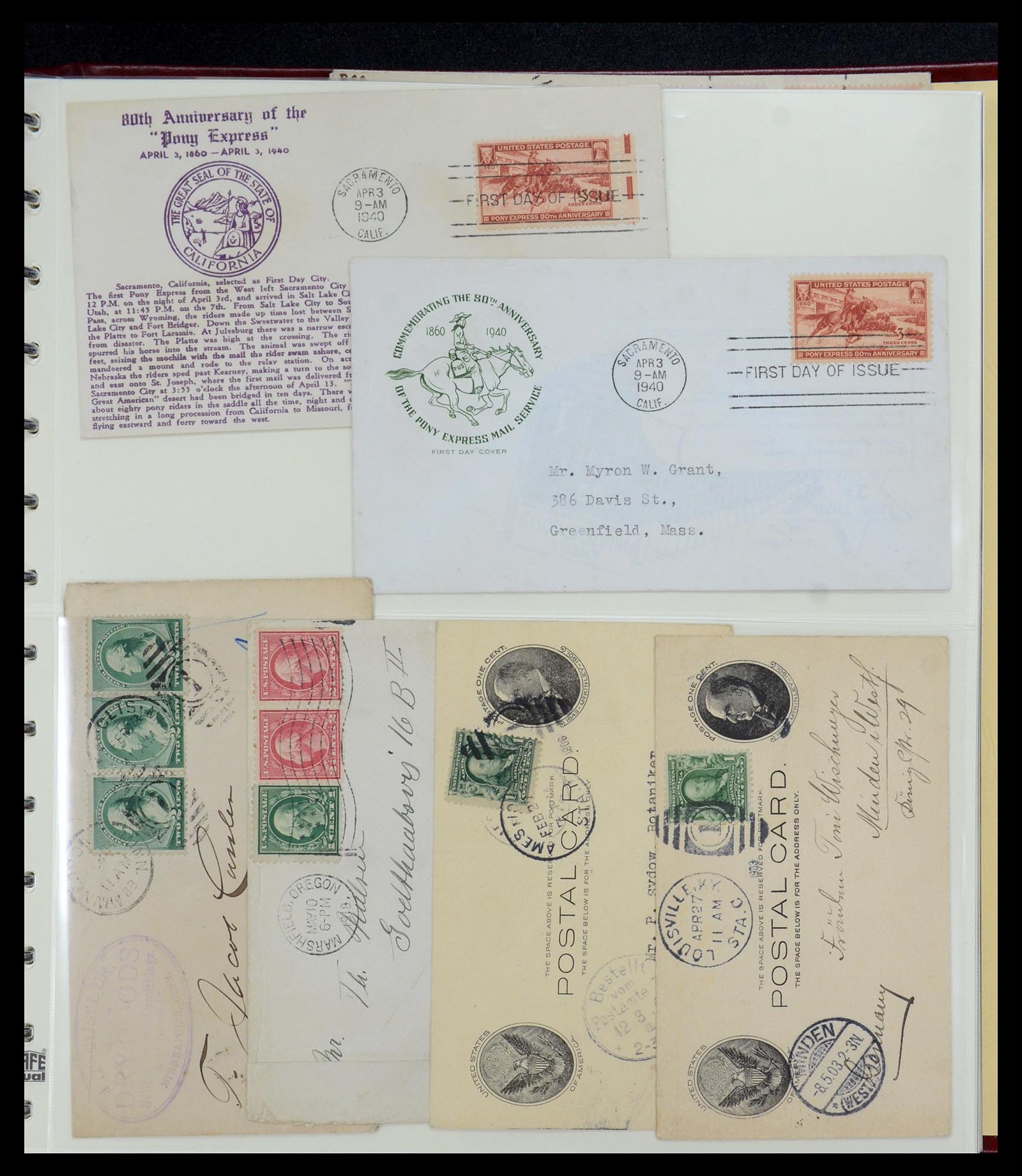 36095 042 - Postzegelverzameling 36095 USA brieven en postwaardestukken 1851-1950