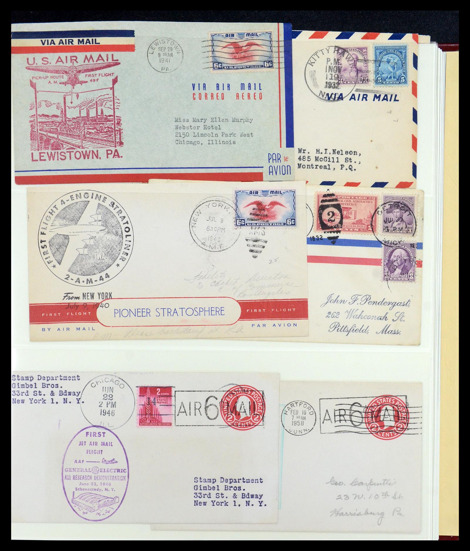 36095 065 - Postzegelverzameling 36095 USA brieven en postwaardestukken 1851-1950