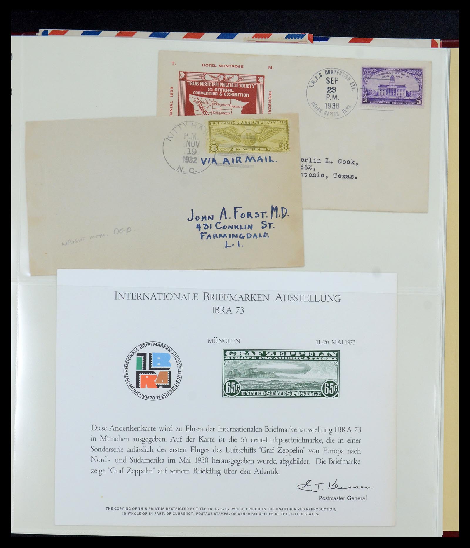 36095 069 - Postzegelverzameling 36095 USA brieven en postwaardestukken 1851-1950