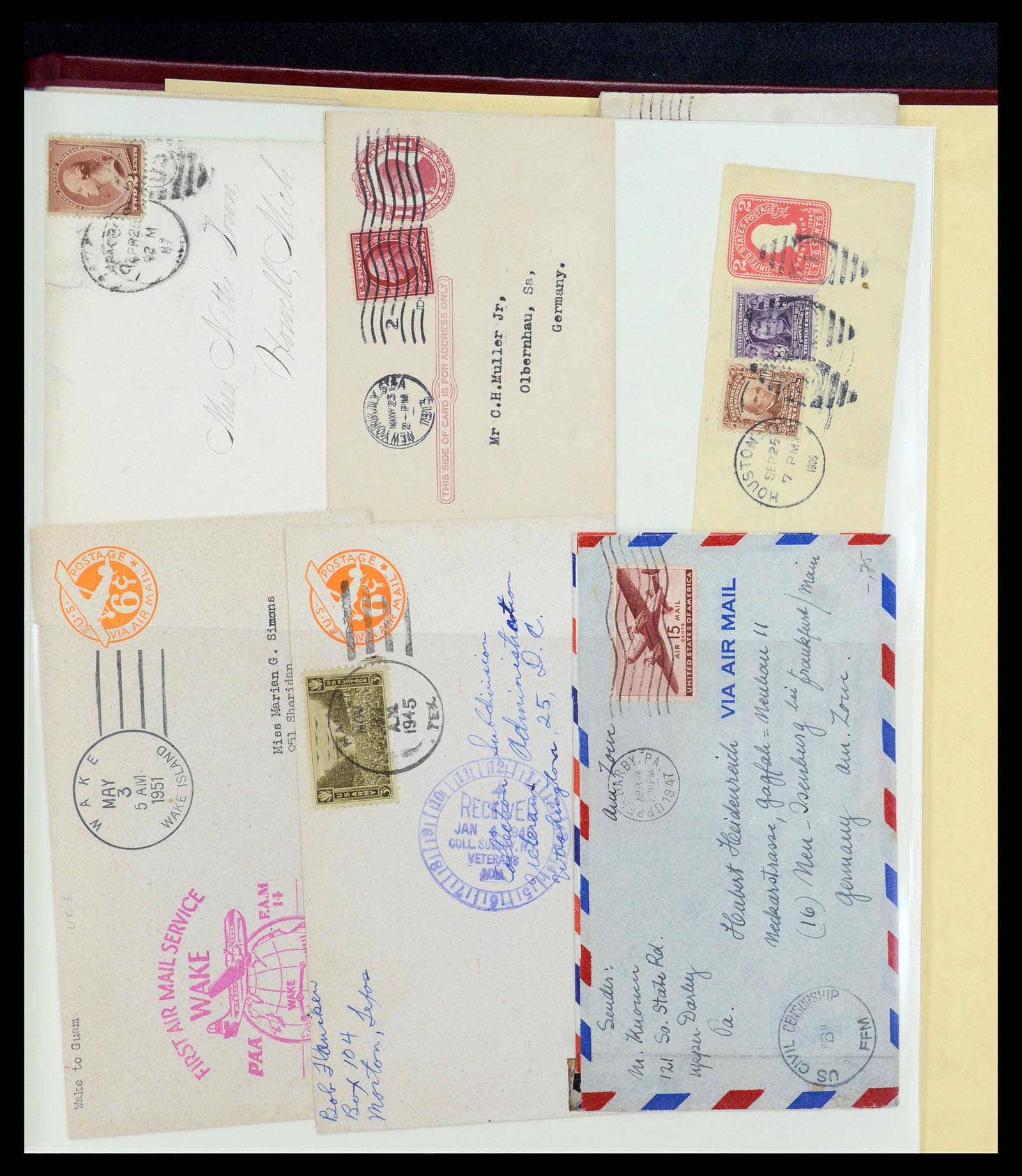 36095 091 - Postzegelverzameling 36095 USA brieven en postwaardestukken 1851-1950