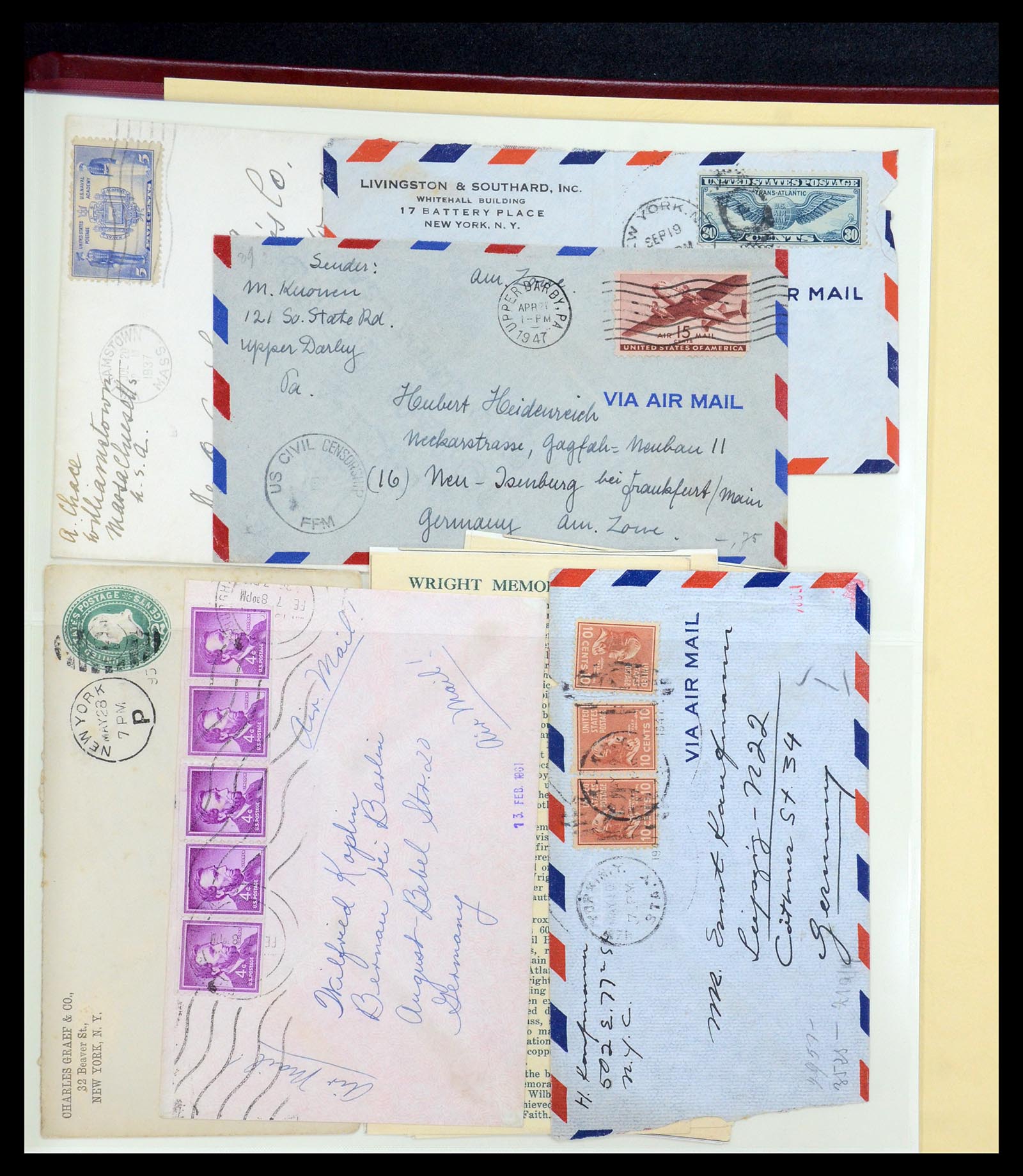 36095 093 - Postzegelverzameling 36095 USA brieven en postwaardestukken 1851-1950