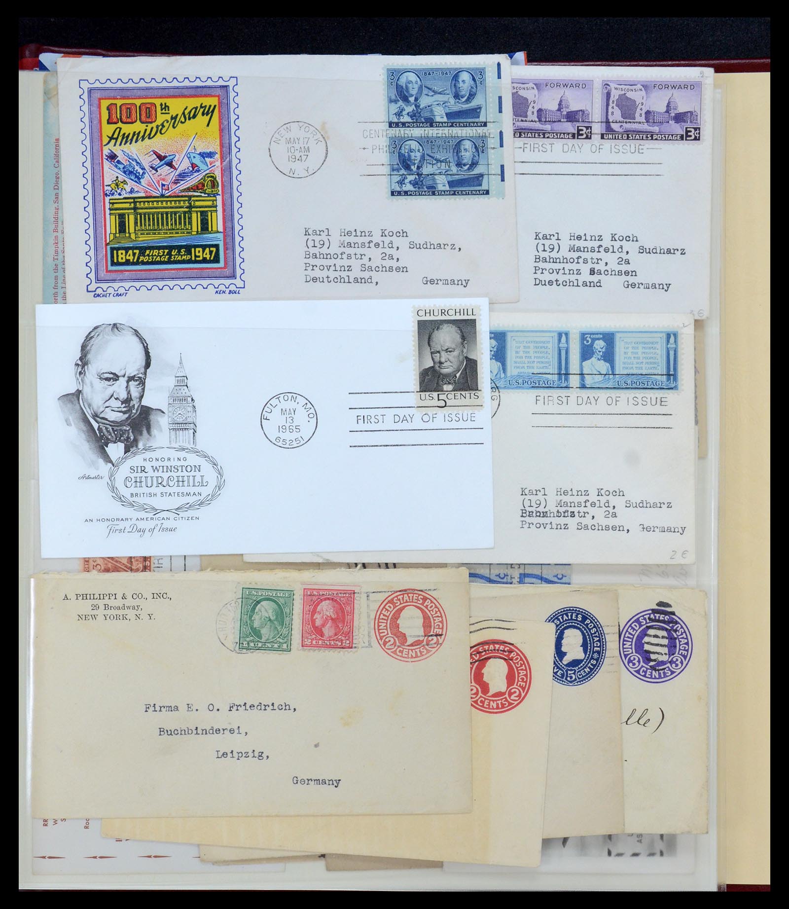 36095 283 - Postzegelverzameling 36095 USA brieven en postwaardestukken 1851-1950