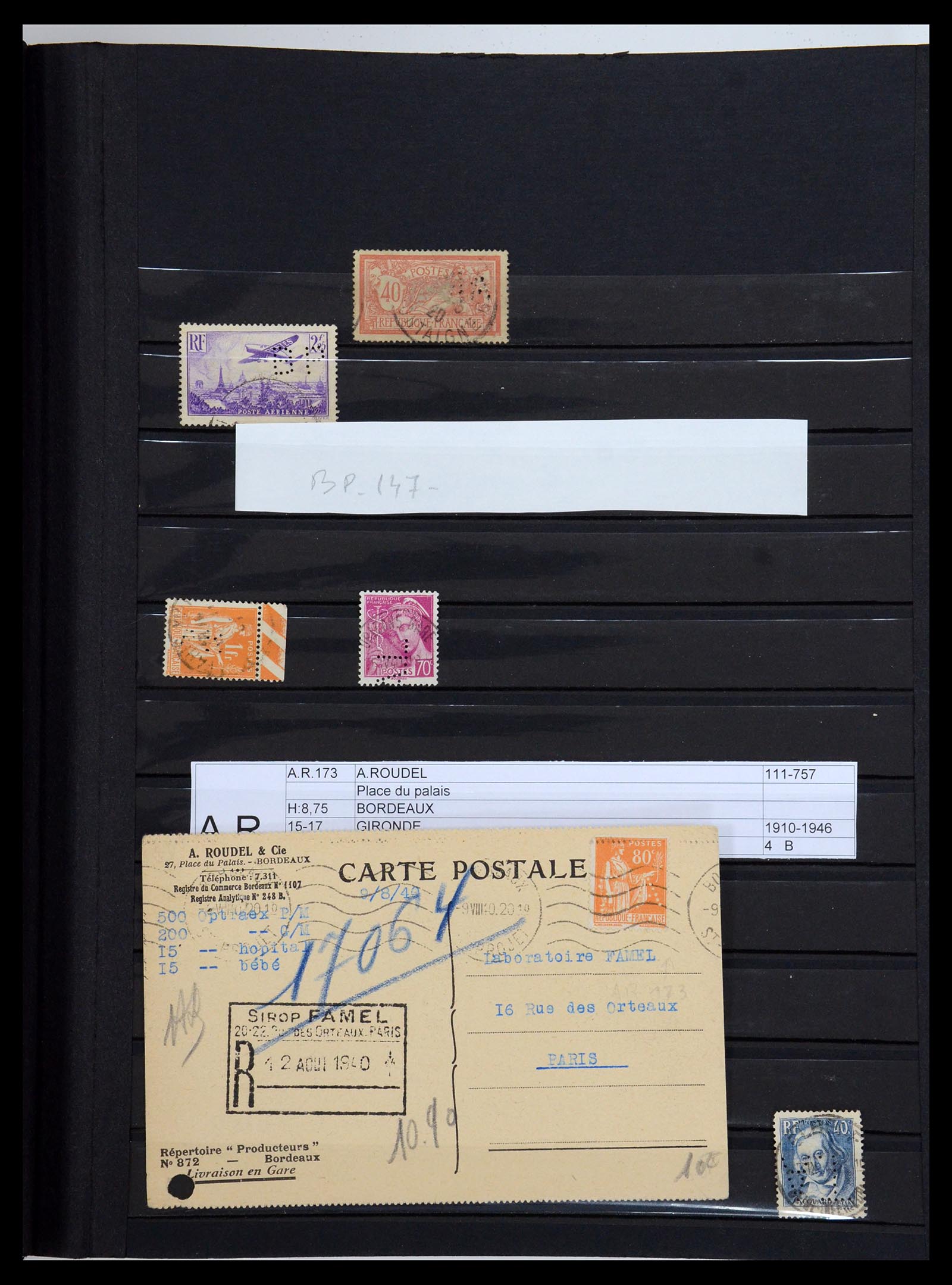 36111 003 - Postzegelverzameling 36111 Frankrijk perfins 1880-1950.