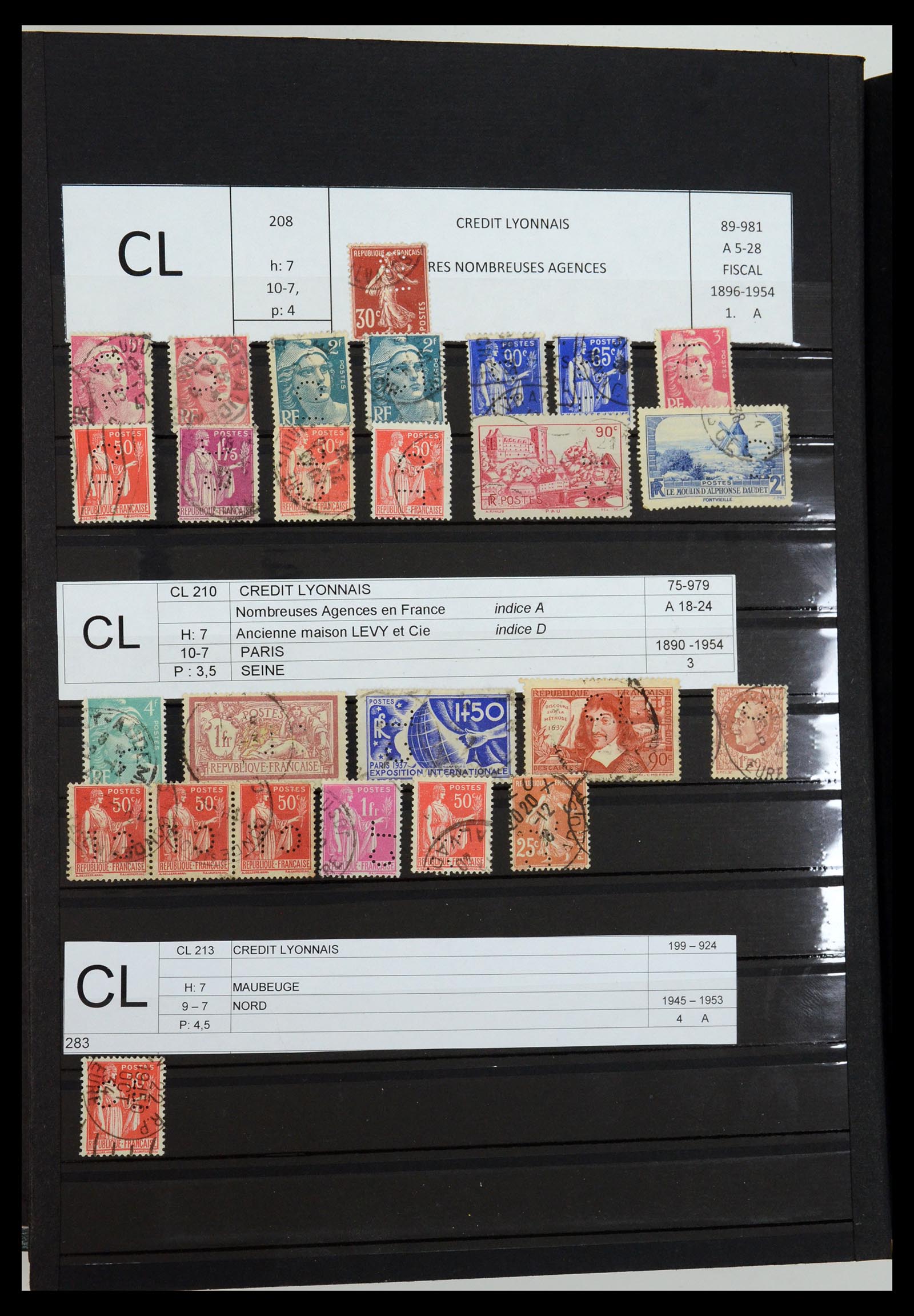 36111 014 - Postzegelverzameling 36111 Frankrijk perfins 1880-1950.