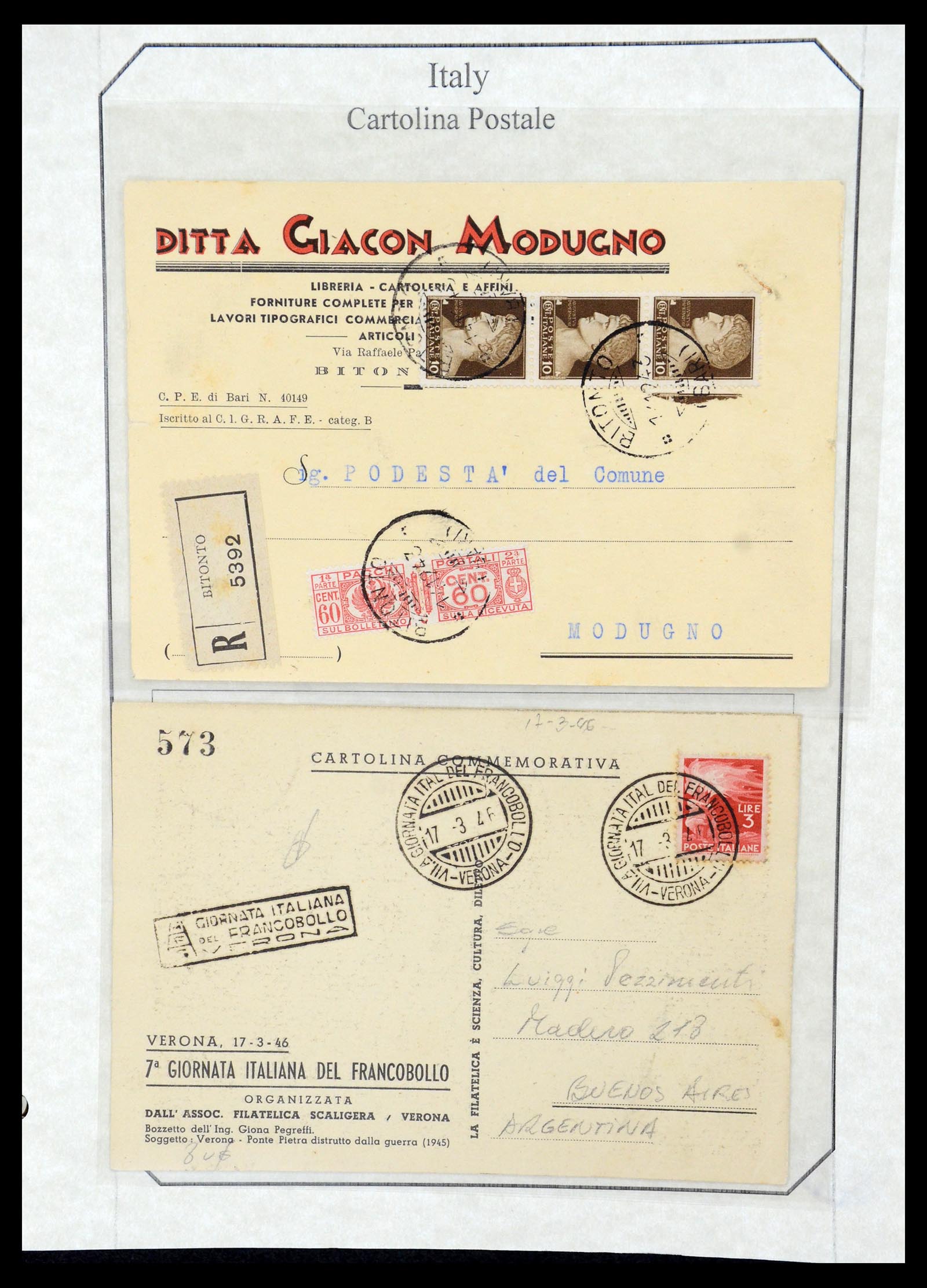 36166 020 - Postzegelverzameling 36166 Italië en gebieden brieven 1800-1980.