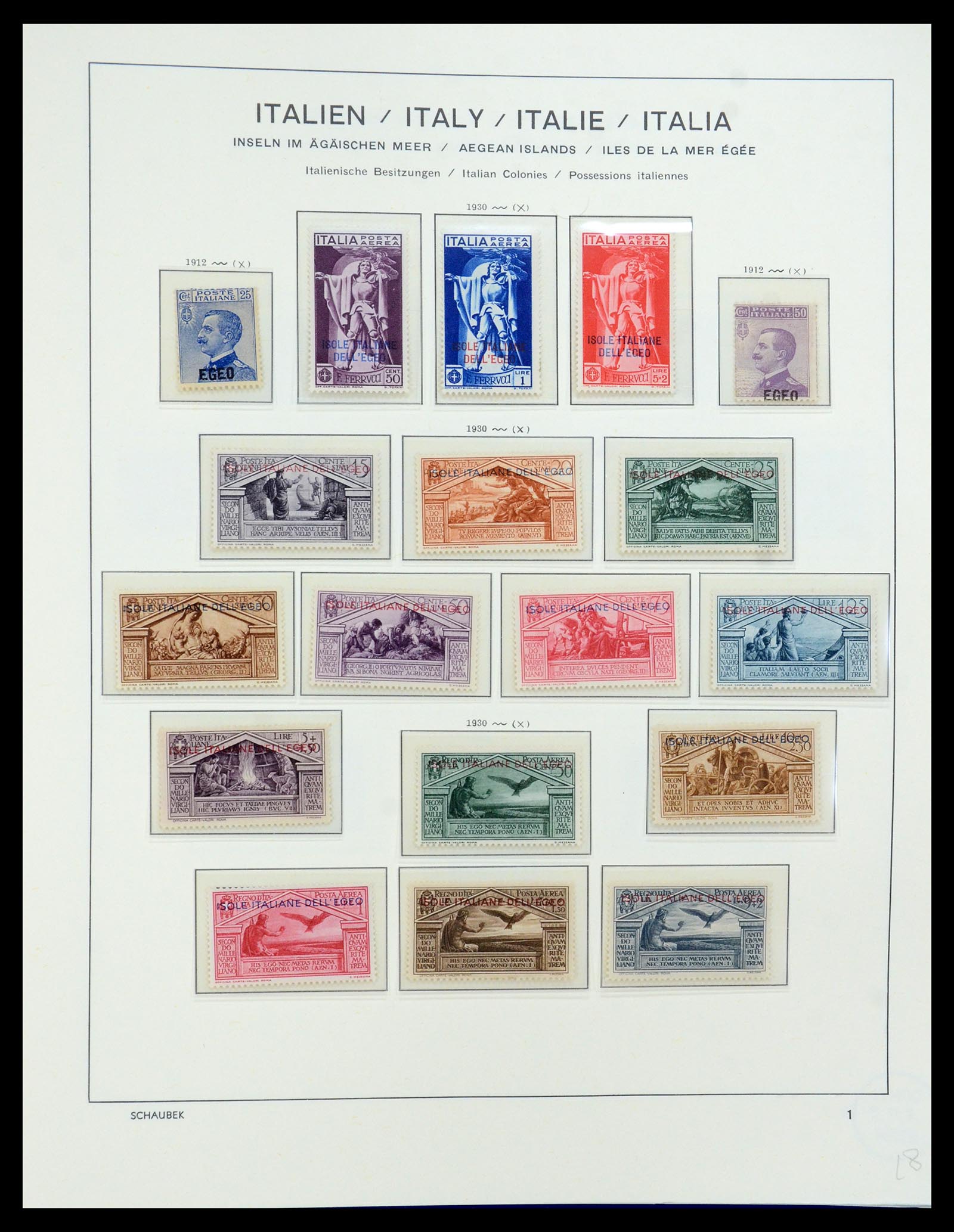 36181 001 - Postzegelverzameling 36181 Italiaanse Egeïsche Eilanden 1912-1941.