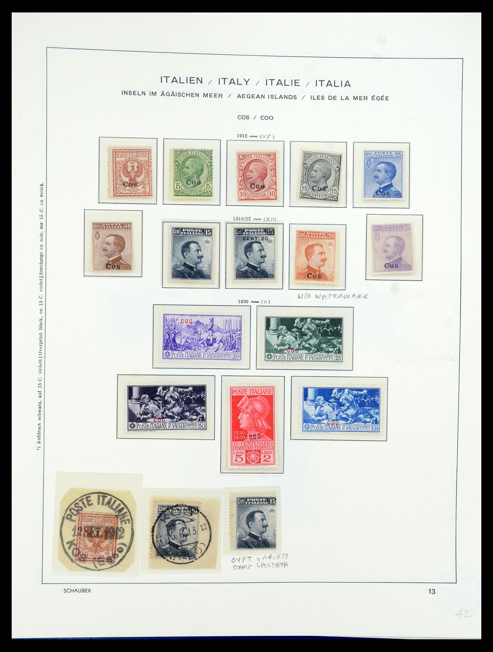 36181 016 - Postzegelverzameling 36181 Italiaanse Egeïsche Eilanden 1912-1941.