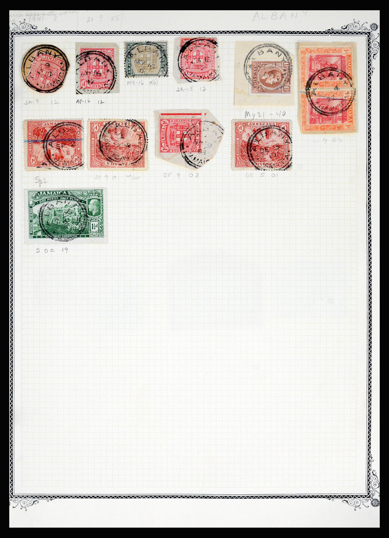 36195 0009 - Stamp collection 36195 Jamaica cancel collection 1857-1960.