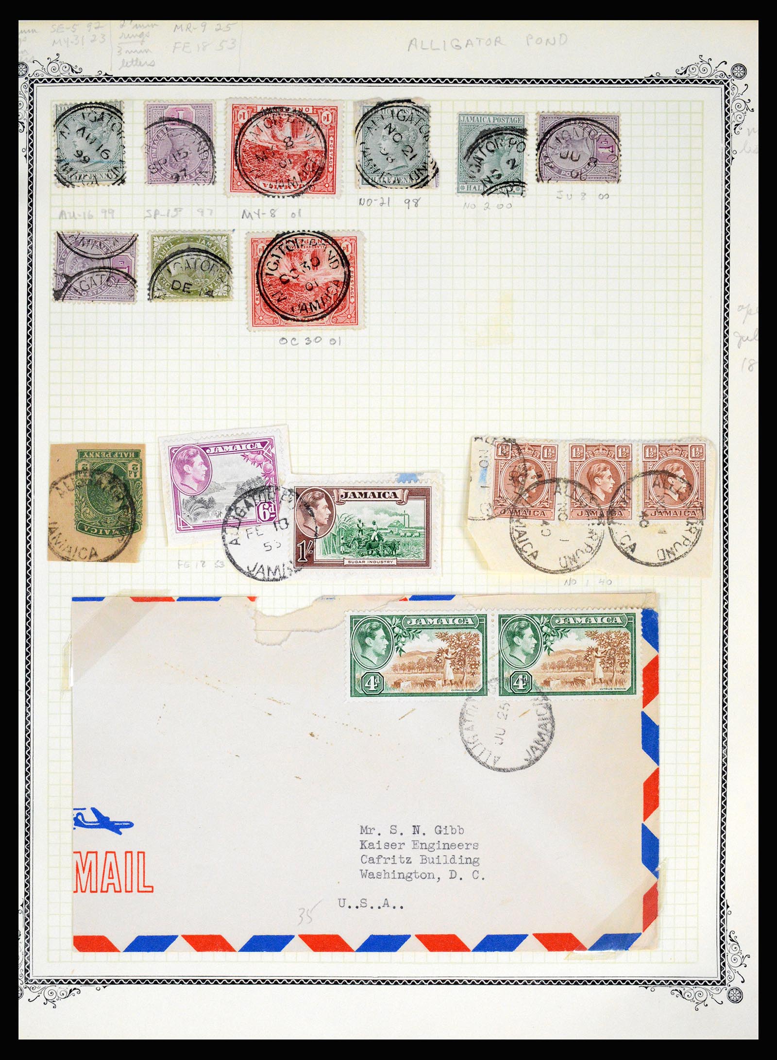 36195 0017 - Stamp collection 36195 Jamaica cancel collection 1857-1960.