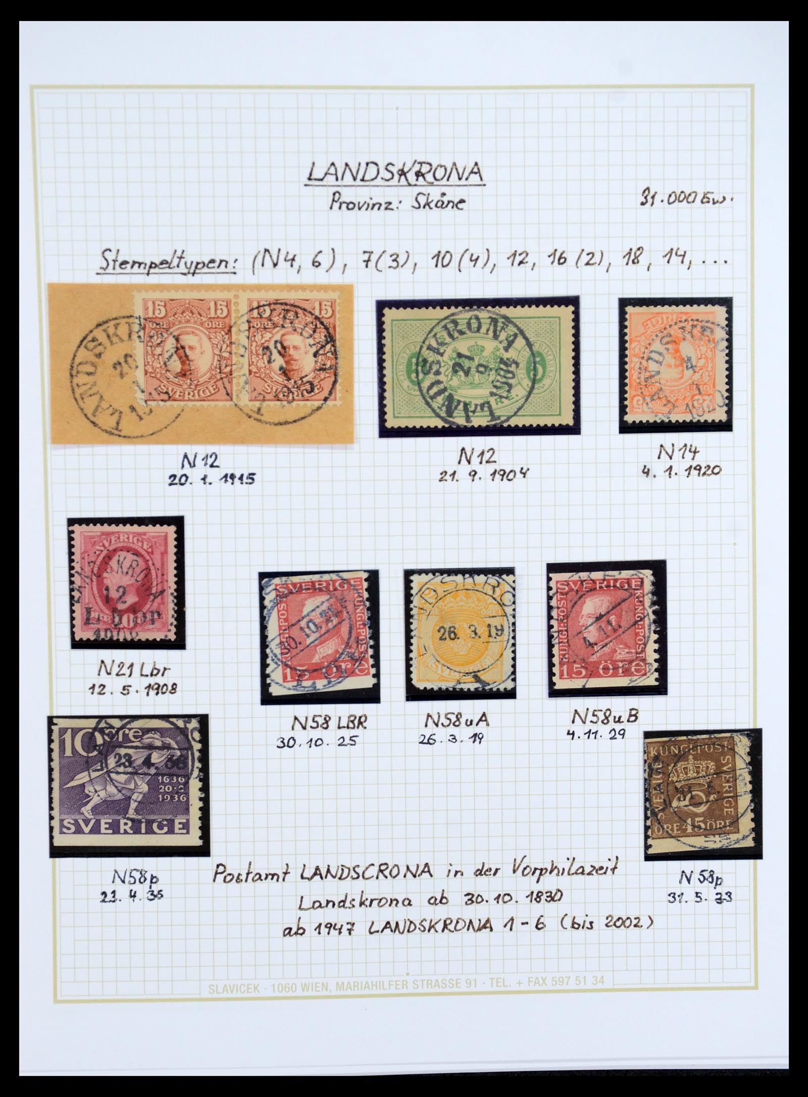 36259 004 - Stamp collection 36259 Sweden cancels 1858-1950.