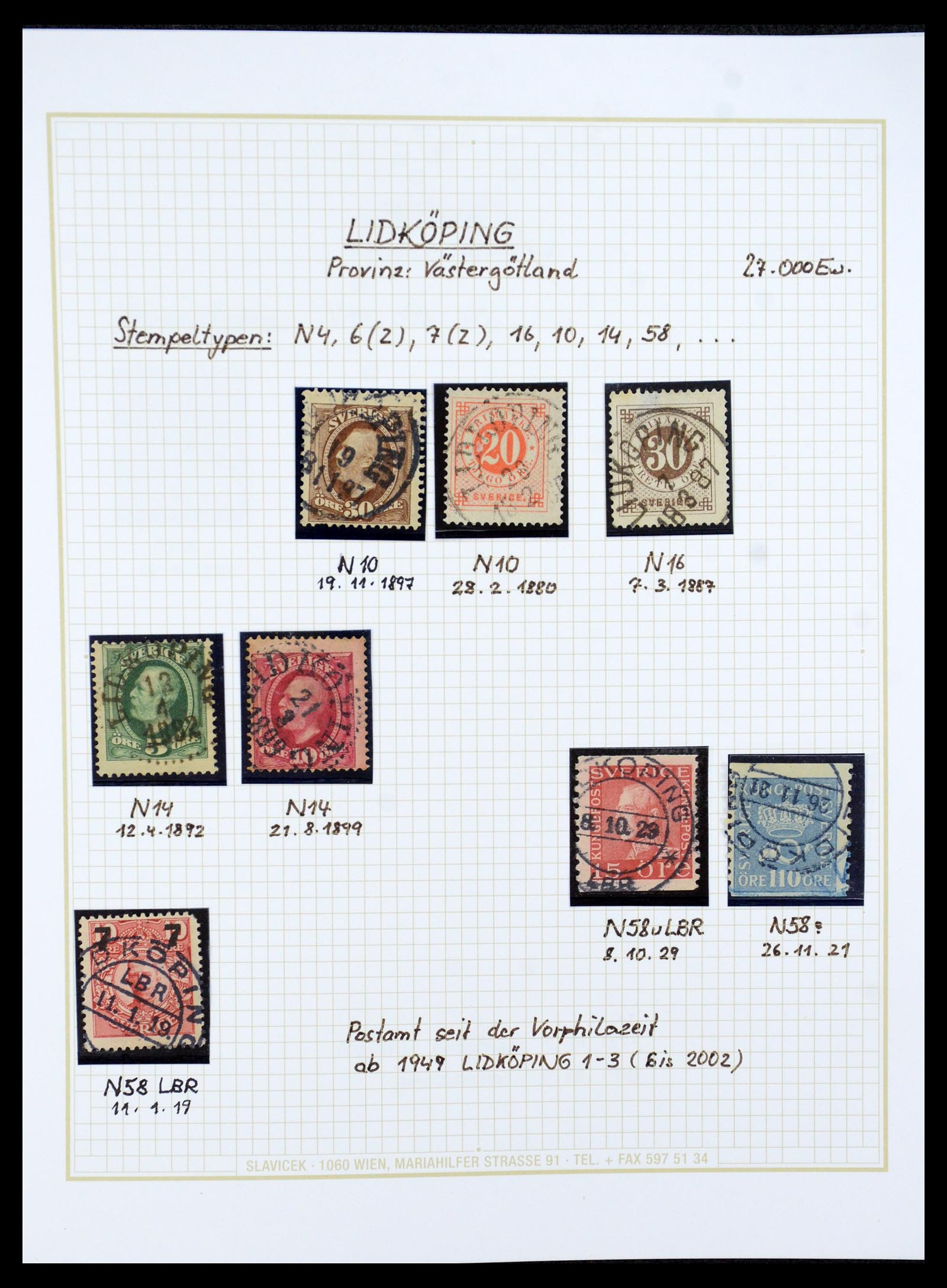 36259 020 - Stamp collection 36259 Sweden cancels 1858-1950.