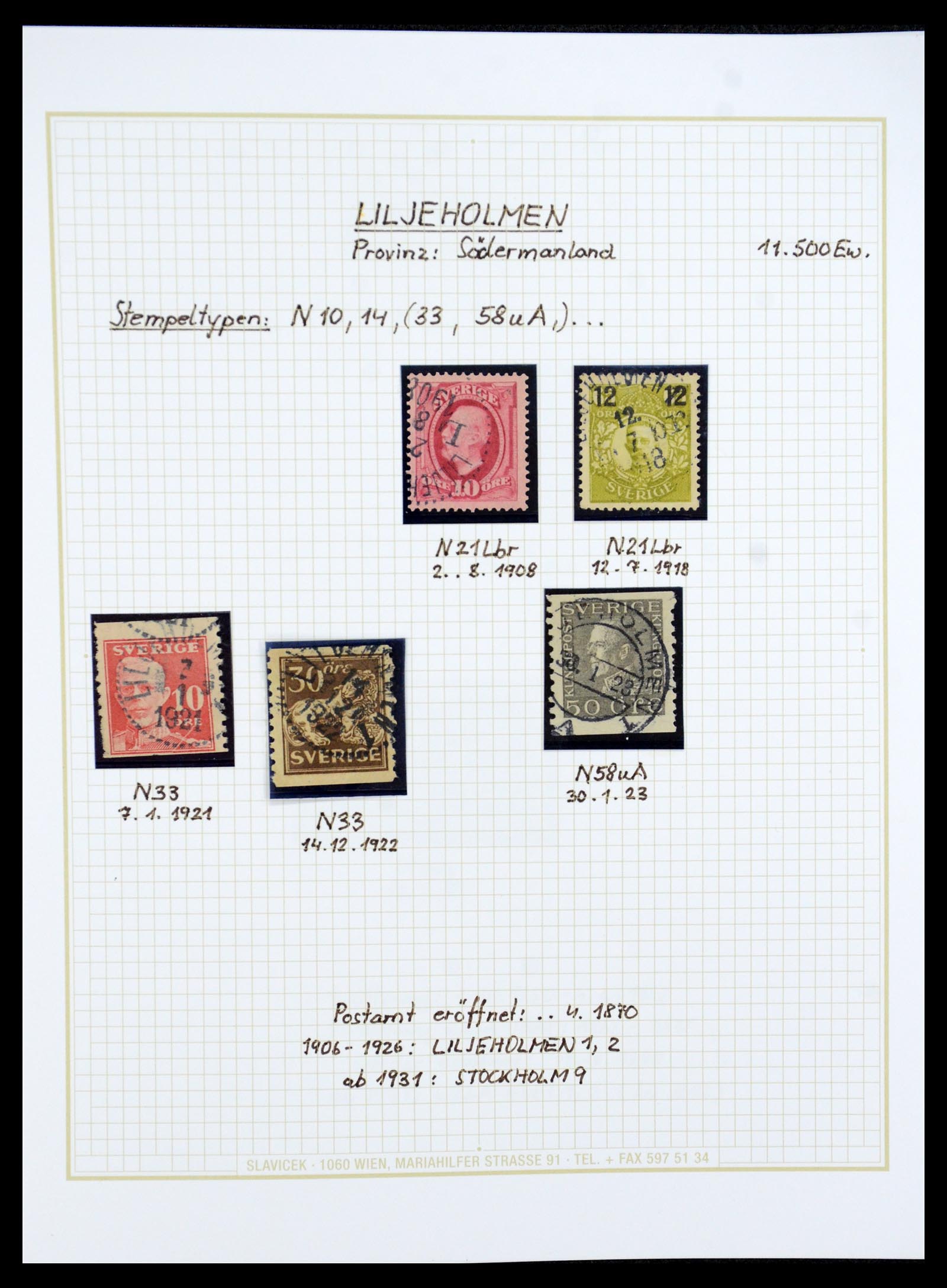 36259 022 - Postzegelverzameling 36259 Zweden stempels 1858-1950.