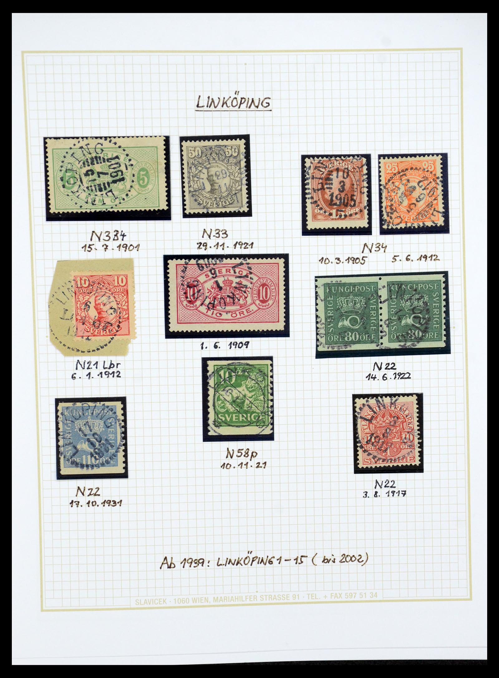 36259 037 - Stamp collection 36259 Sweden cancels 1858-1950.
