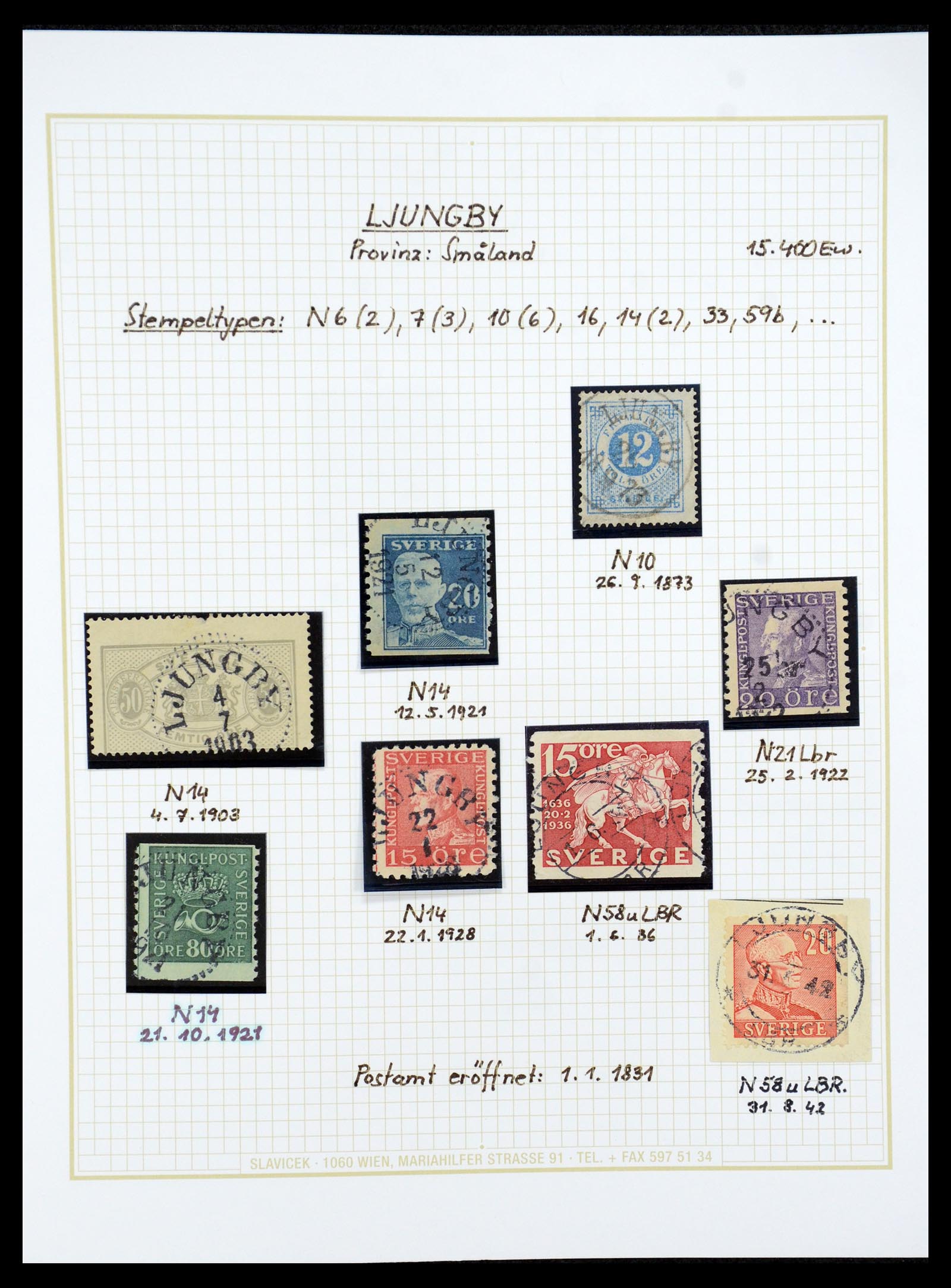 36259 041 - Stamp collection 36259 Sweden cancels 1858-1950.
