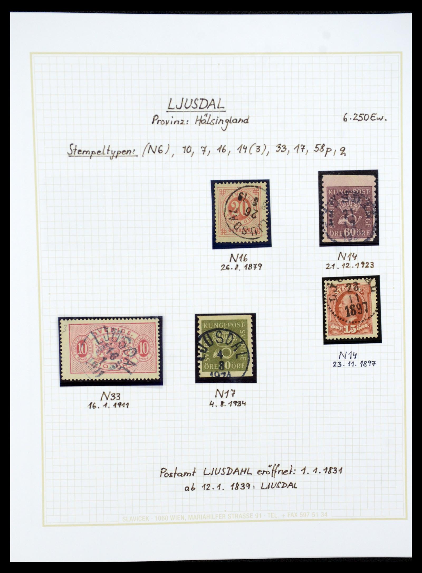 36259 044 - Postzegelverzameling 36259 Zweden stempels 1858-1950.