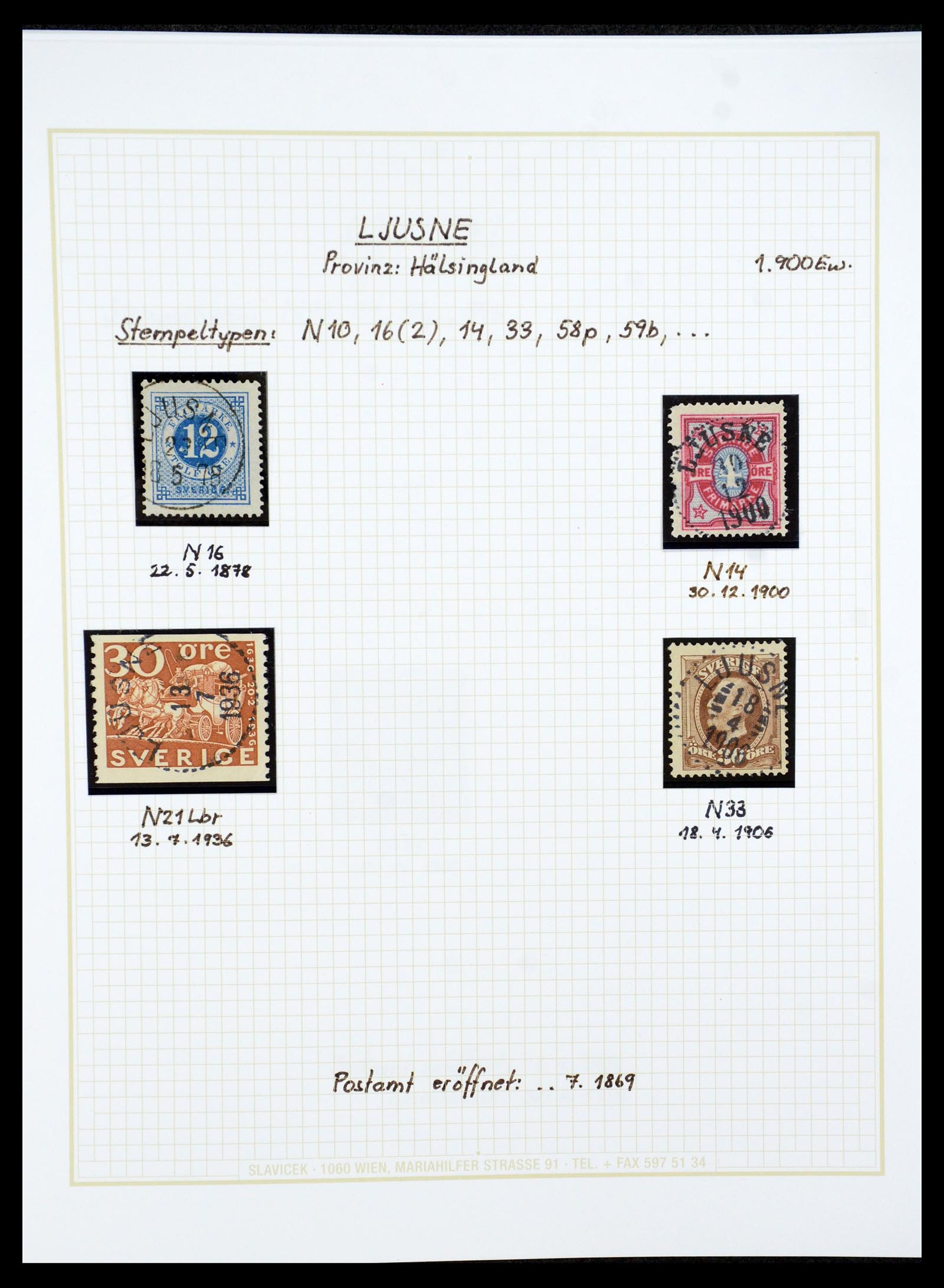 36259 045 - Stamp collection 36259 Sweden cancels 1858-1950.