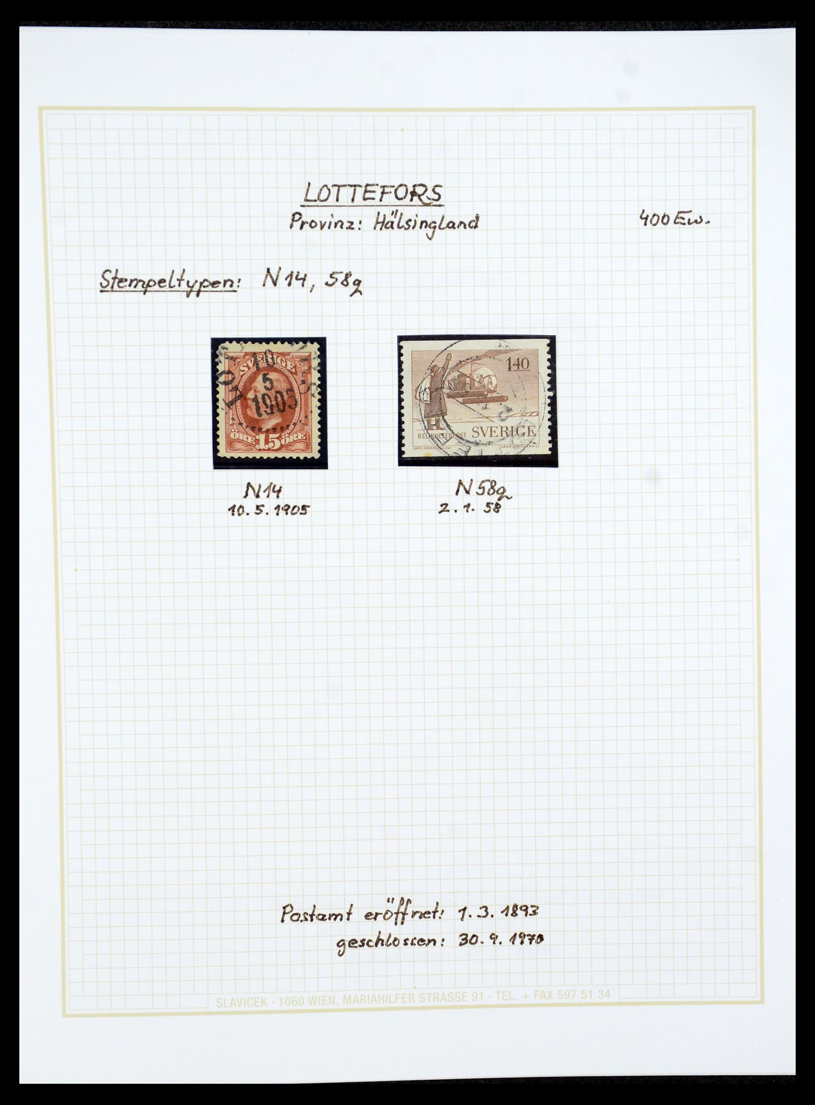 36259 050 - Postzegelverzameling 36259 Zweden stempels 1858-1950.