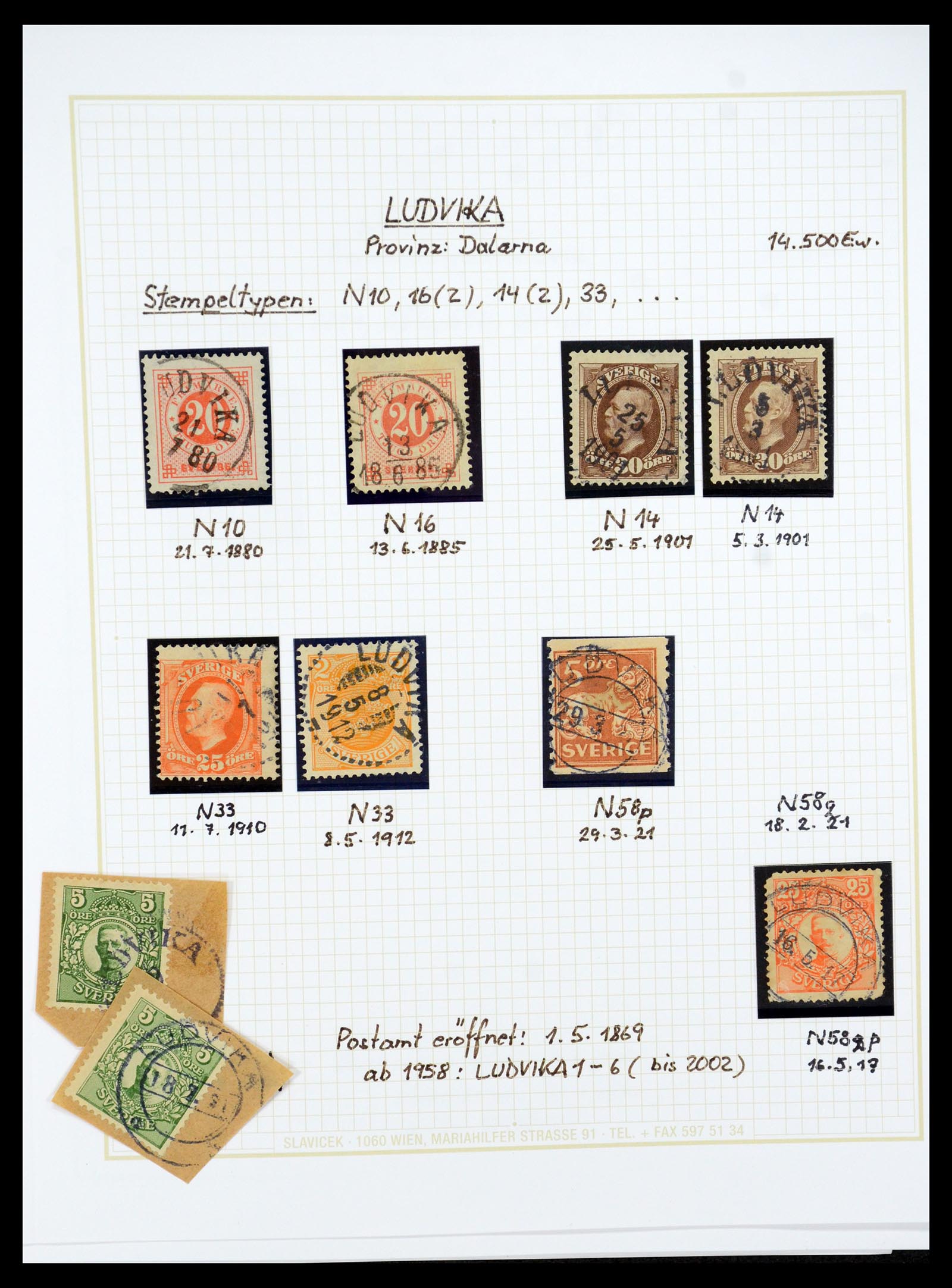 36259 052 - Postzegelverzameling 36259 Zweden stempels 1858-1950.