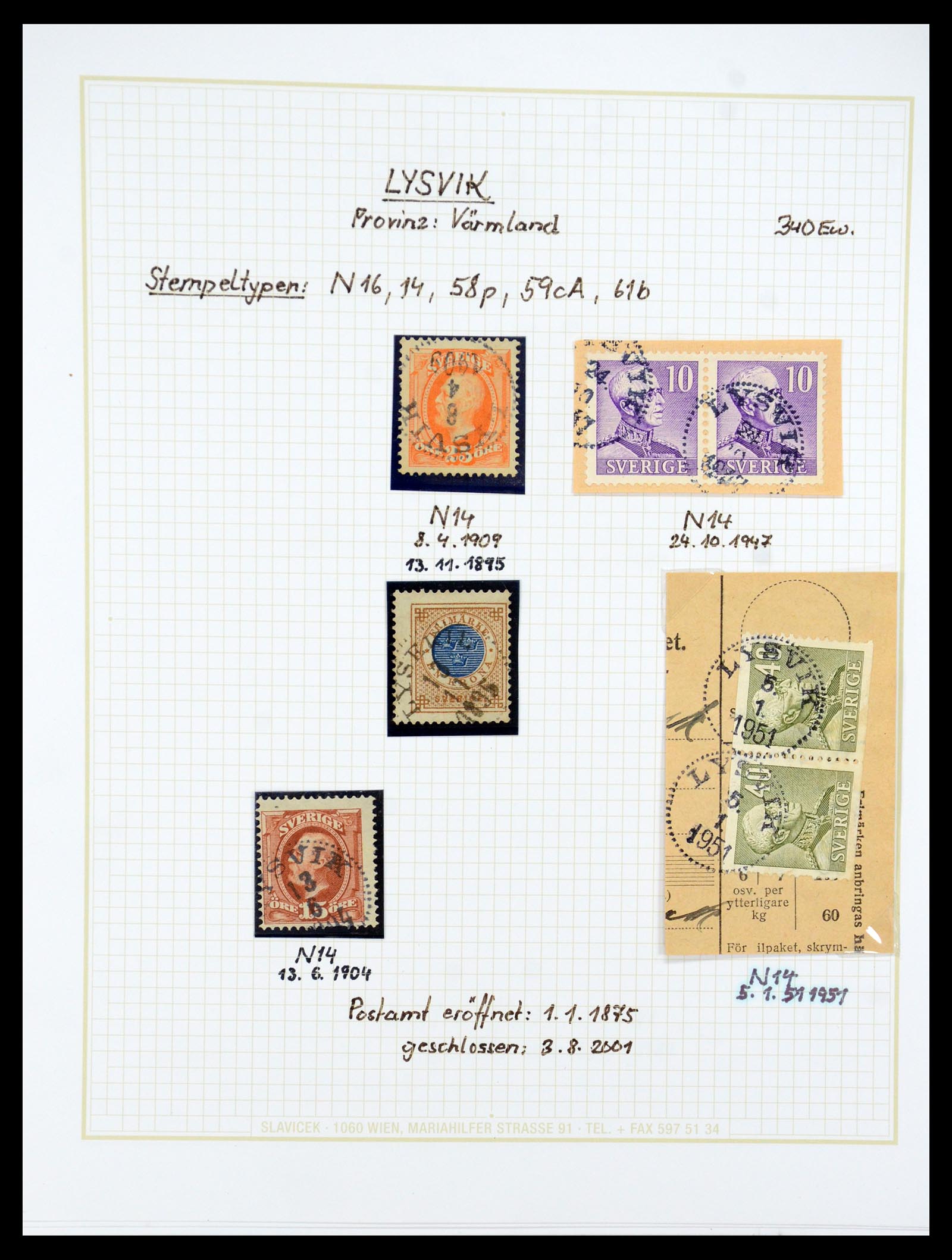 36259 062 - Postzegelverzameling 36259 Zweden stempels 1858-1950.