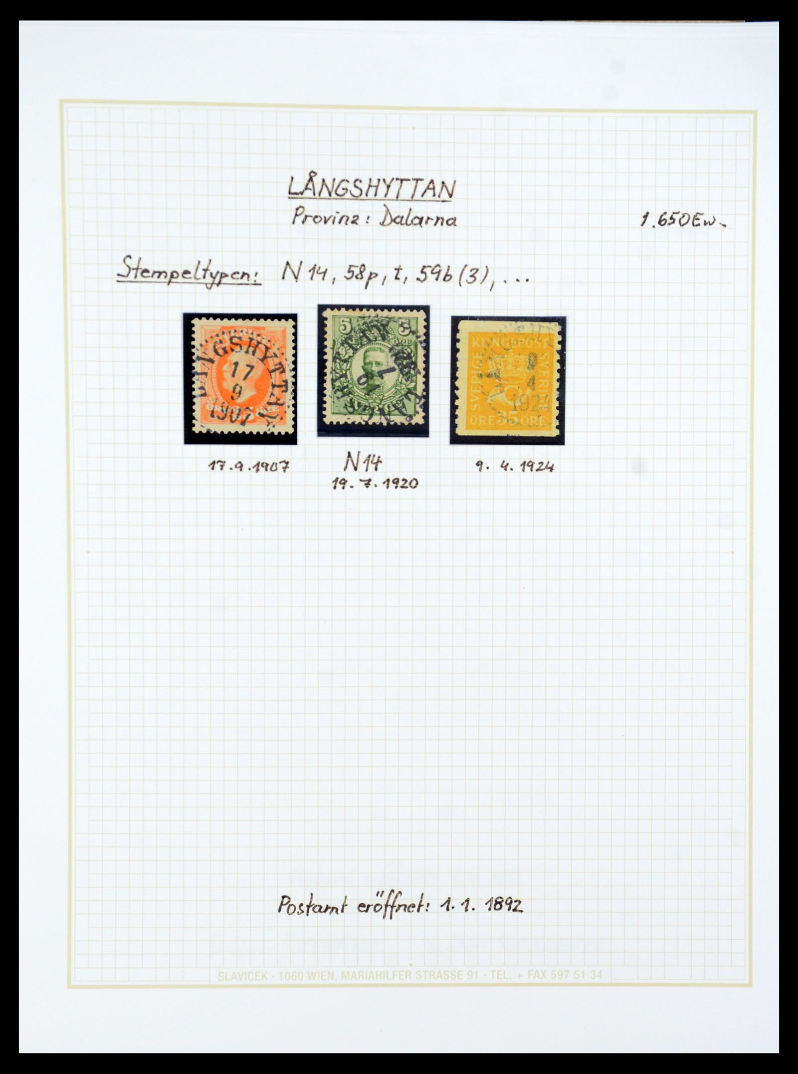 36259 070 - Postzegelverzameling 36259 Zweden stempels 1858-1950.