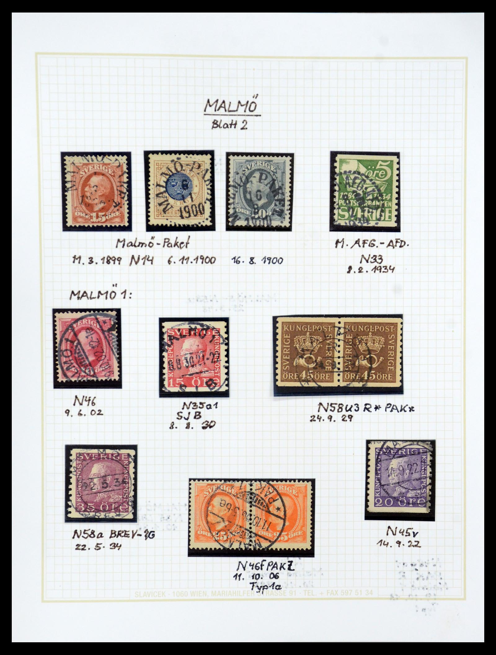 36259 086 - Postzegelverzameling 36259 Zweden stempels 1858-1950.