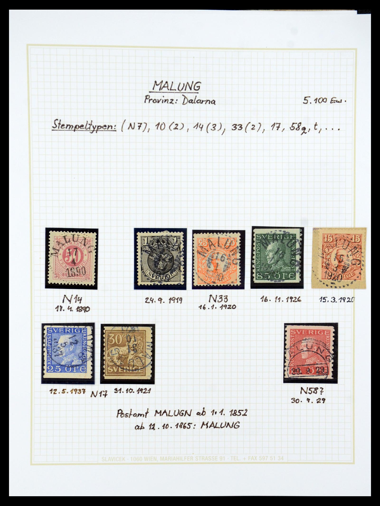 36259 090 - Postzegelverzameling 36259 Zweden stempels 1858-1950.