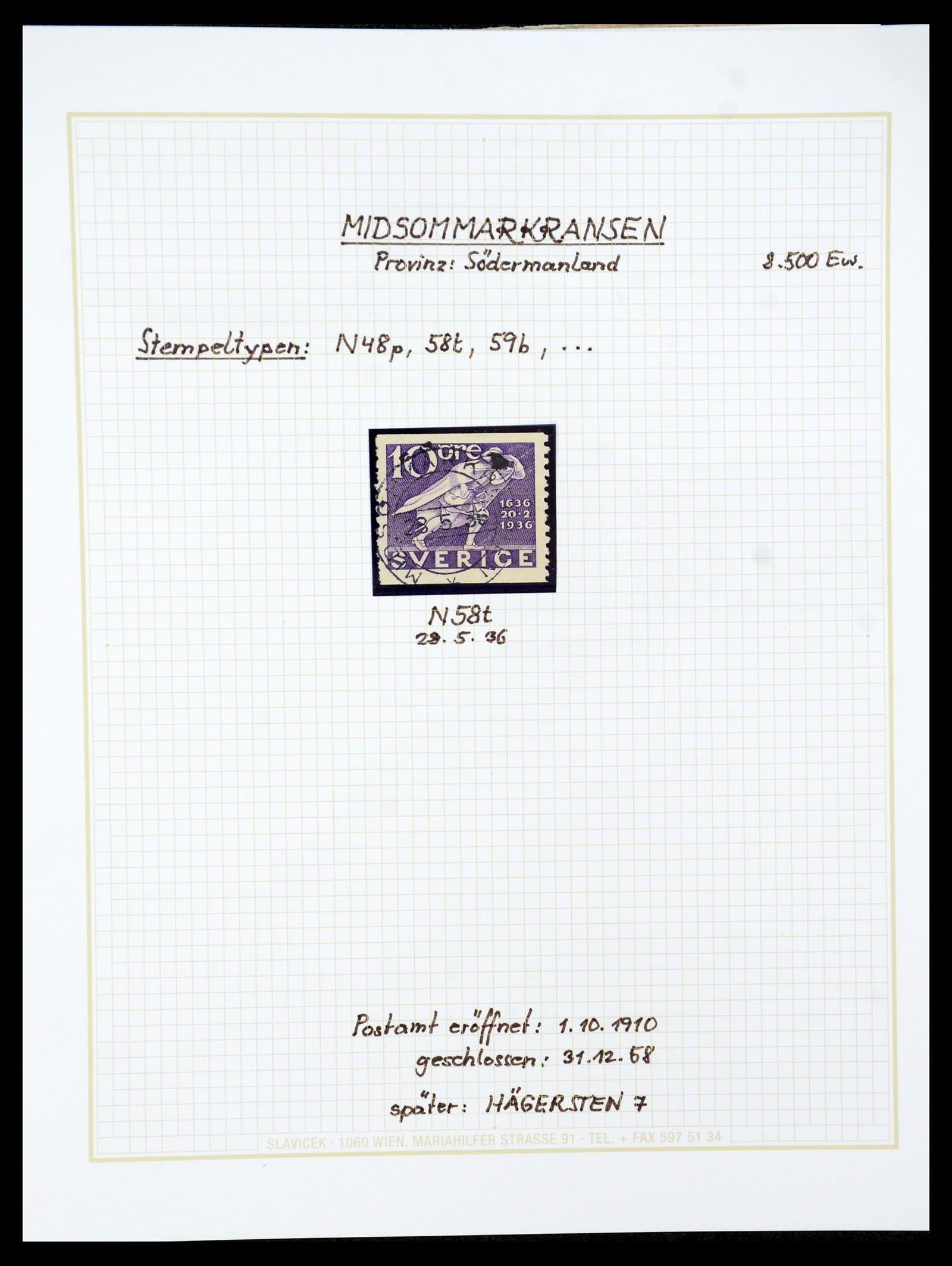 36259 099 - Postzegelverzameling 36259 Zweden stempels 1858-1950.