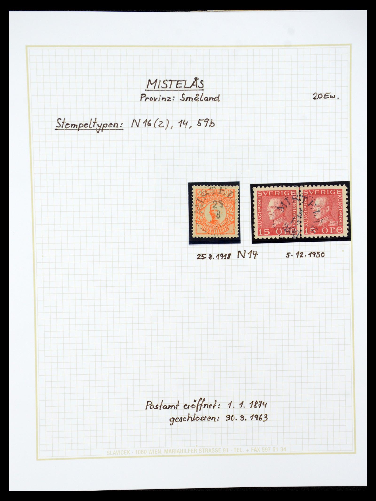 36259 100 - Postzegelverzameling 36259 Zweden stempels 1858-1950.