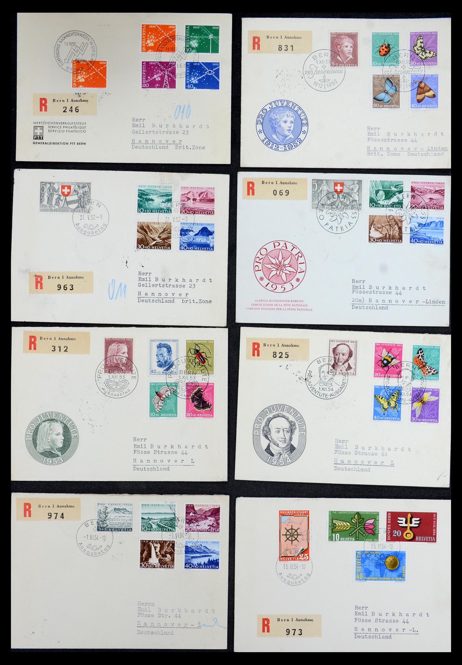 36262 001 - Postzegelverzameling 36262 Zwitserland FDC's 1952-1959.