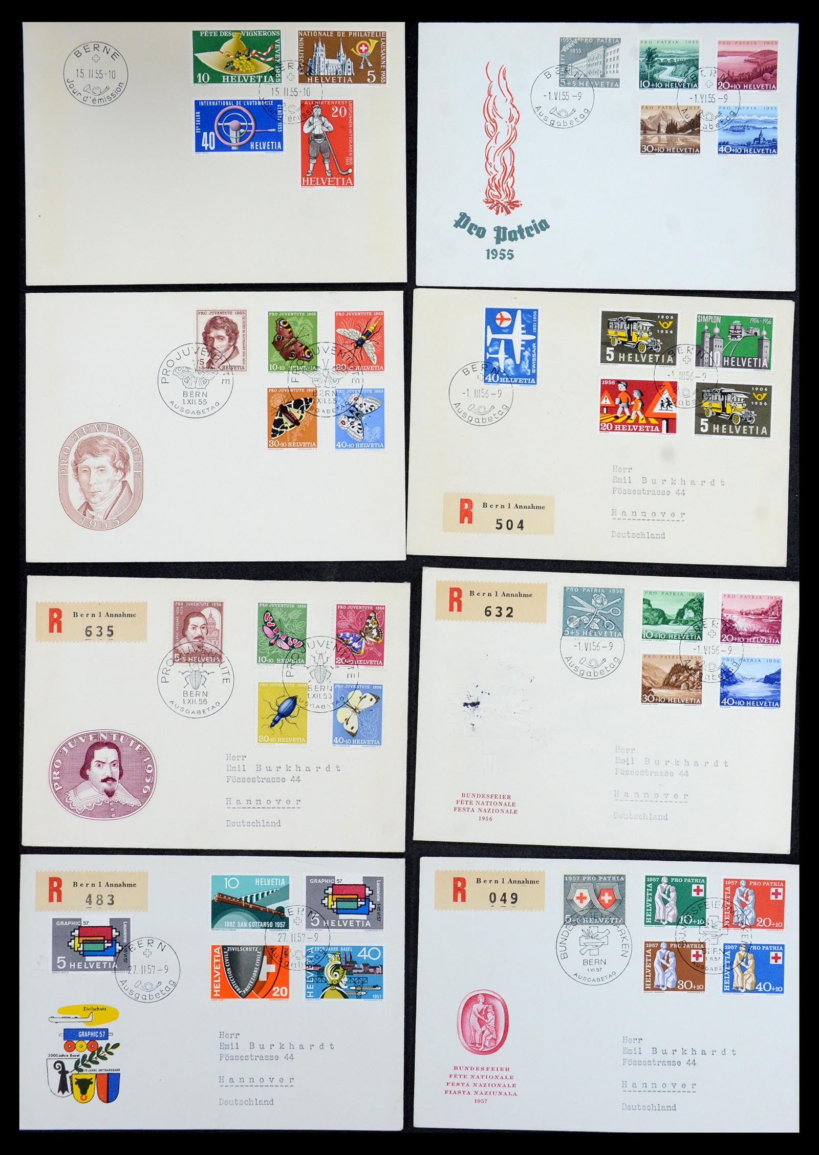 36262 002 - Postzegelverzameling 36262 Zwitserland FDC's 1952-1959.