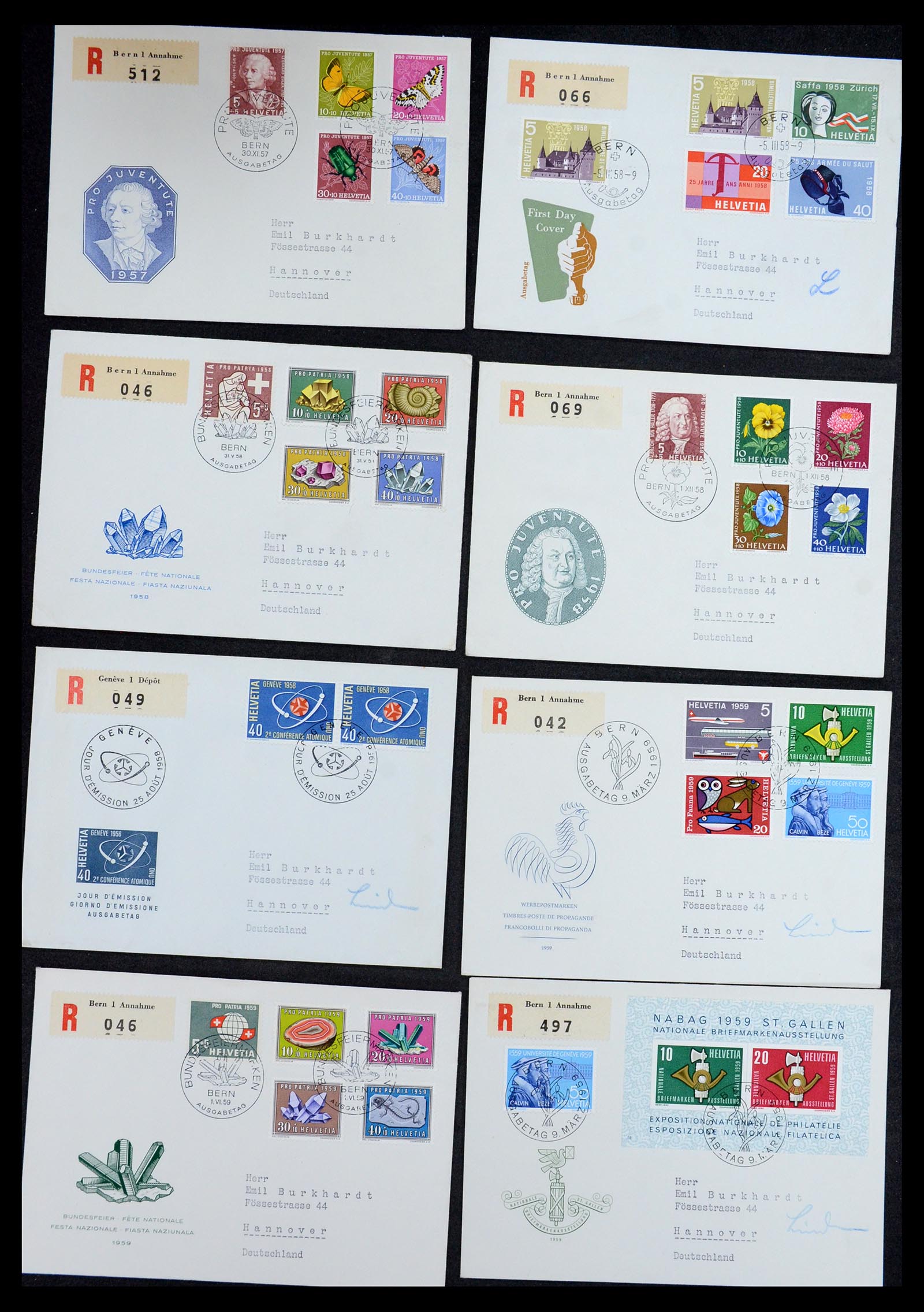 36262 003 - Postzegelverzameling 36262 Zwitserland FDC's 1952-1959.