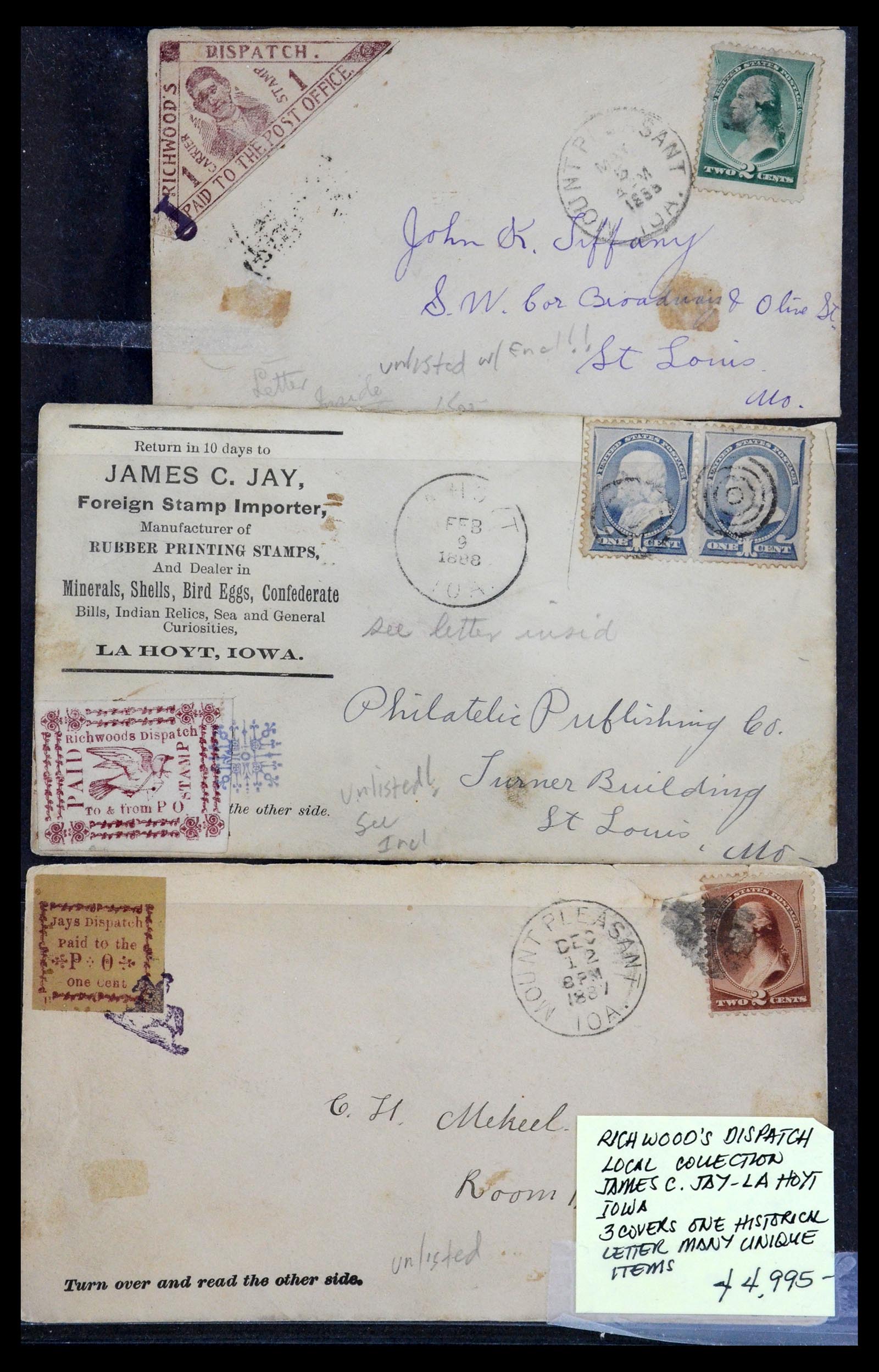 36270 001 - Postzegelverzameling 36270 USA locals/carriers 1851-1888.