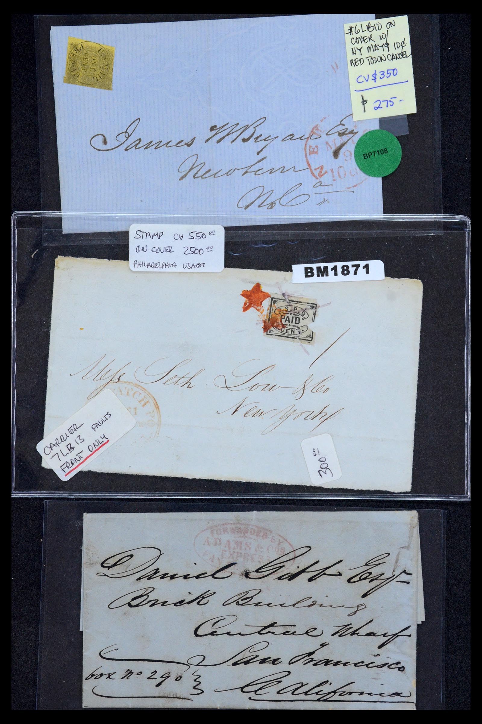 36270 010 - Postzegelverzameling 36270 USA locals/carriers 1851-1888.