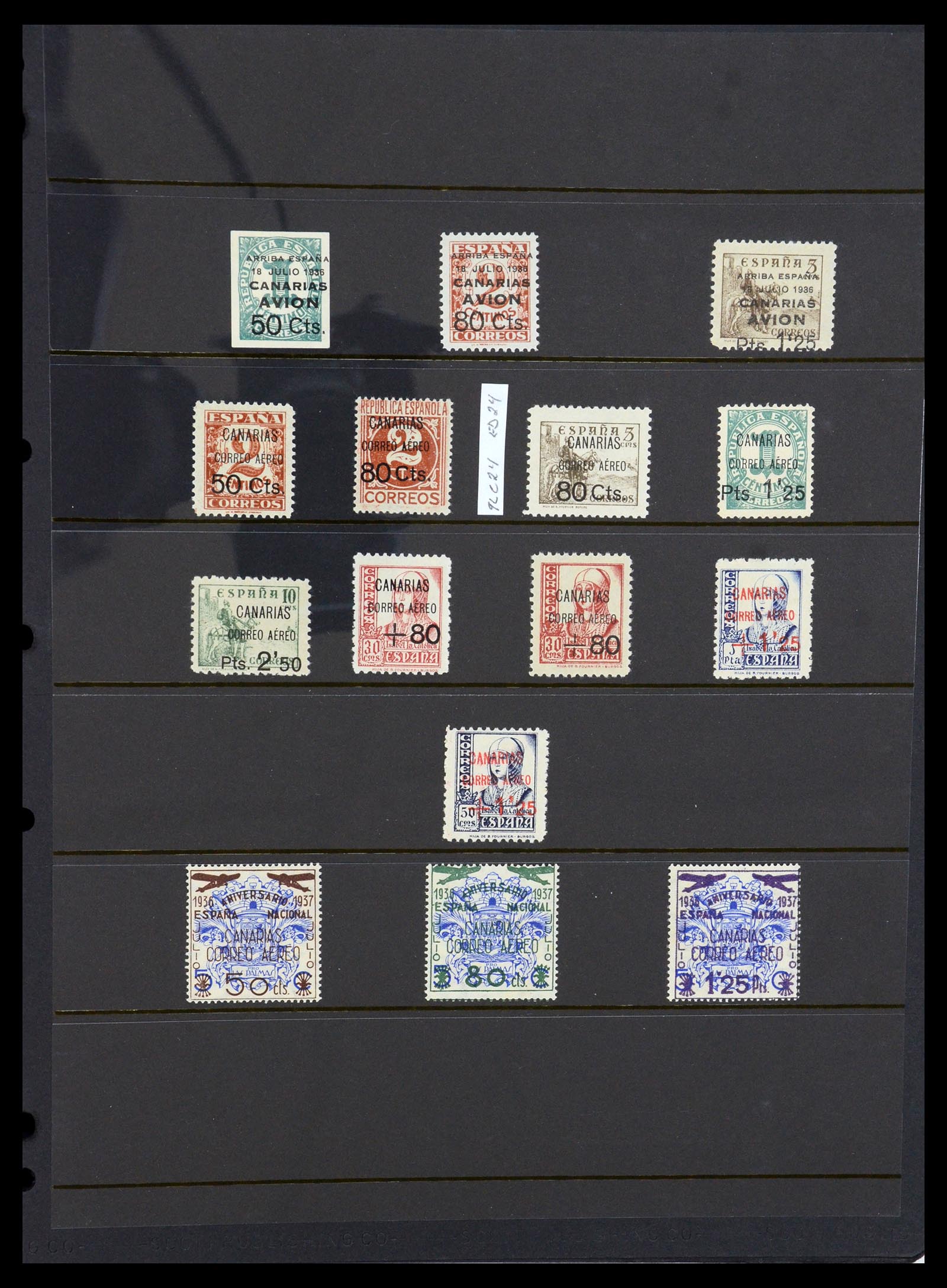 36298 007 - Postzegelverzameling 36298 Spanje lokaal en burgeroorlog 1931-1938.