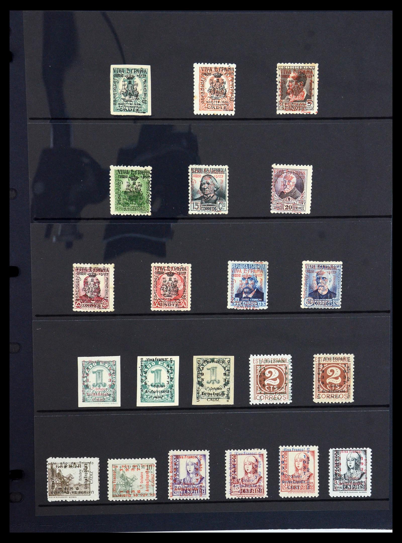 36298 021 - Postzegelverzameling 36298 Spanje lokaal en burgeroorlog 1931-1938.