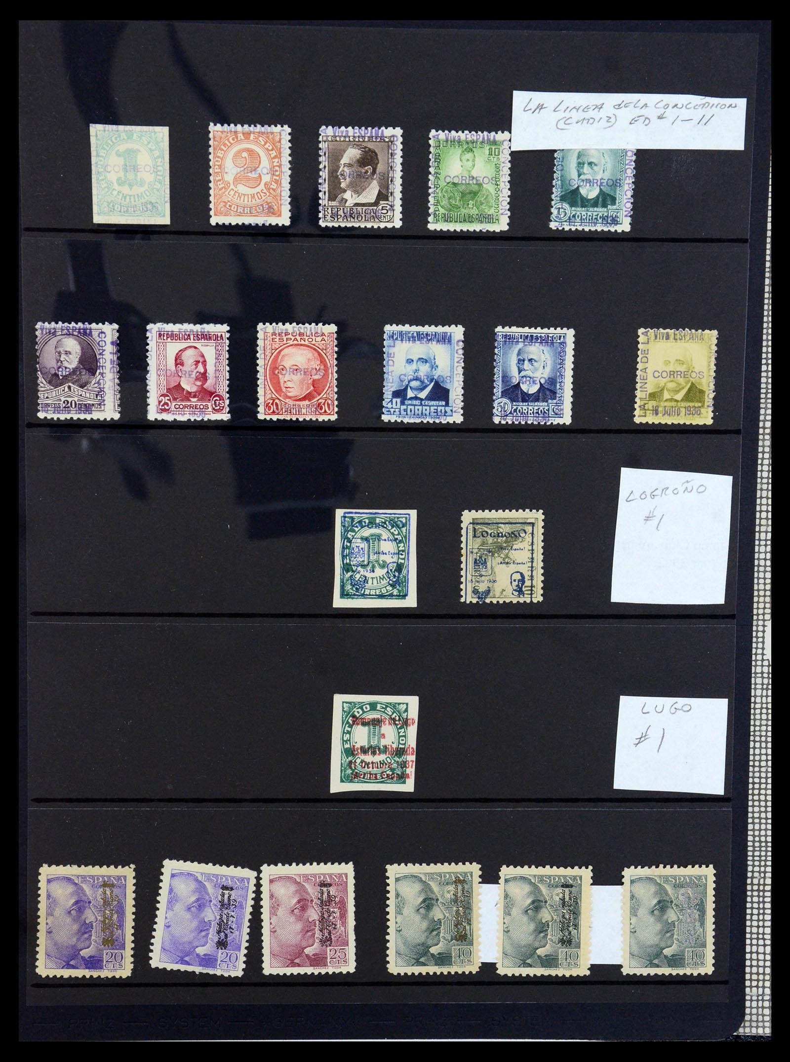 36298 025 - Postzegelverzameling 36298 Spanje lokaal en burgeroorlog 1931-1938.
