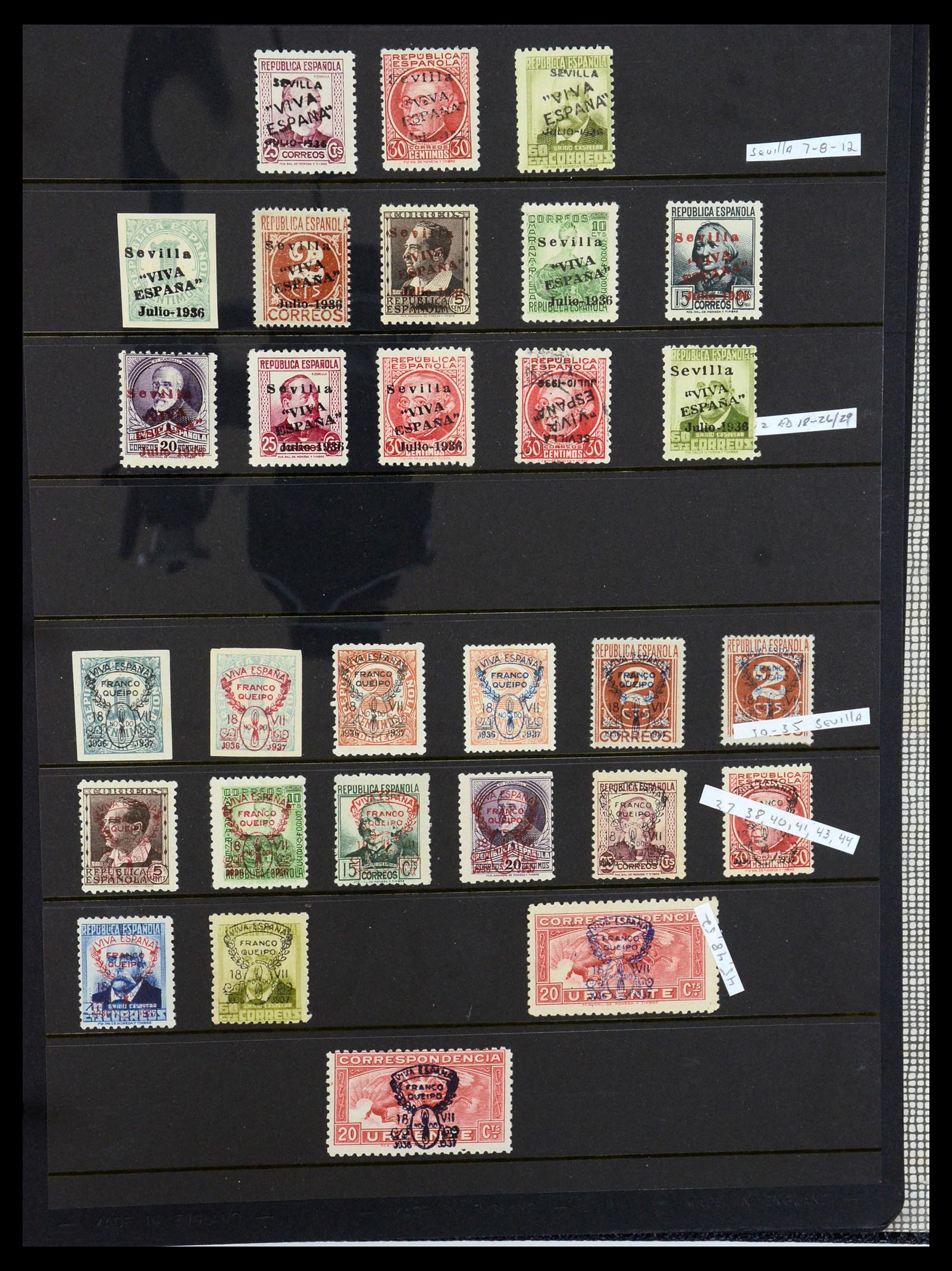 36298 029 - Postzegelverzameling 36298 Spanje lokaal en burgeroorlog 1931-1938.