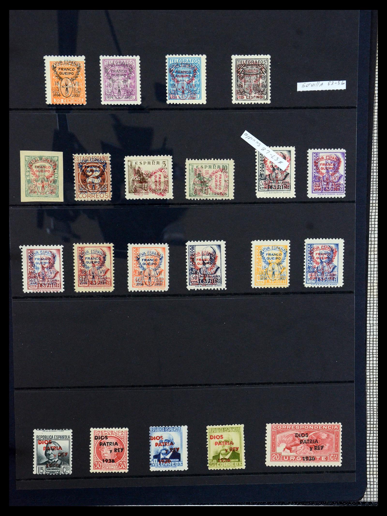 36298 030 - Postzegelverzameling 36298 Spanje lokaal en burgeroorlog 1931-1938.