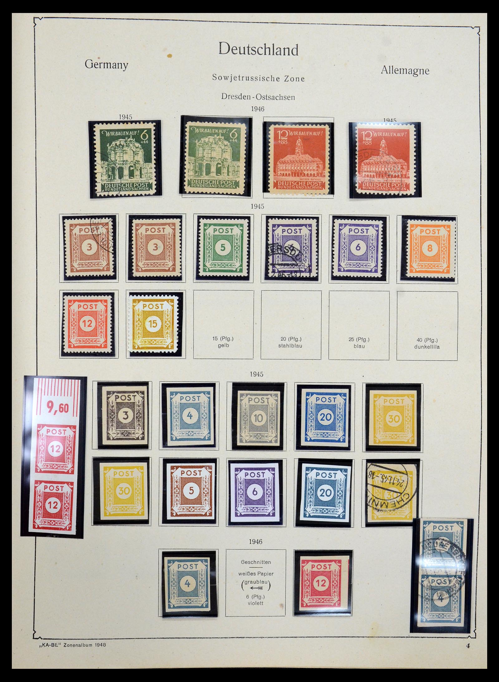 36303 004 - Postzegelverzameling 36303 Duitse Zones en lokaal 1945-1948.