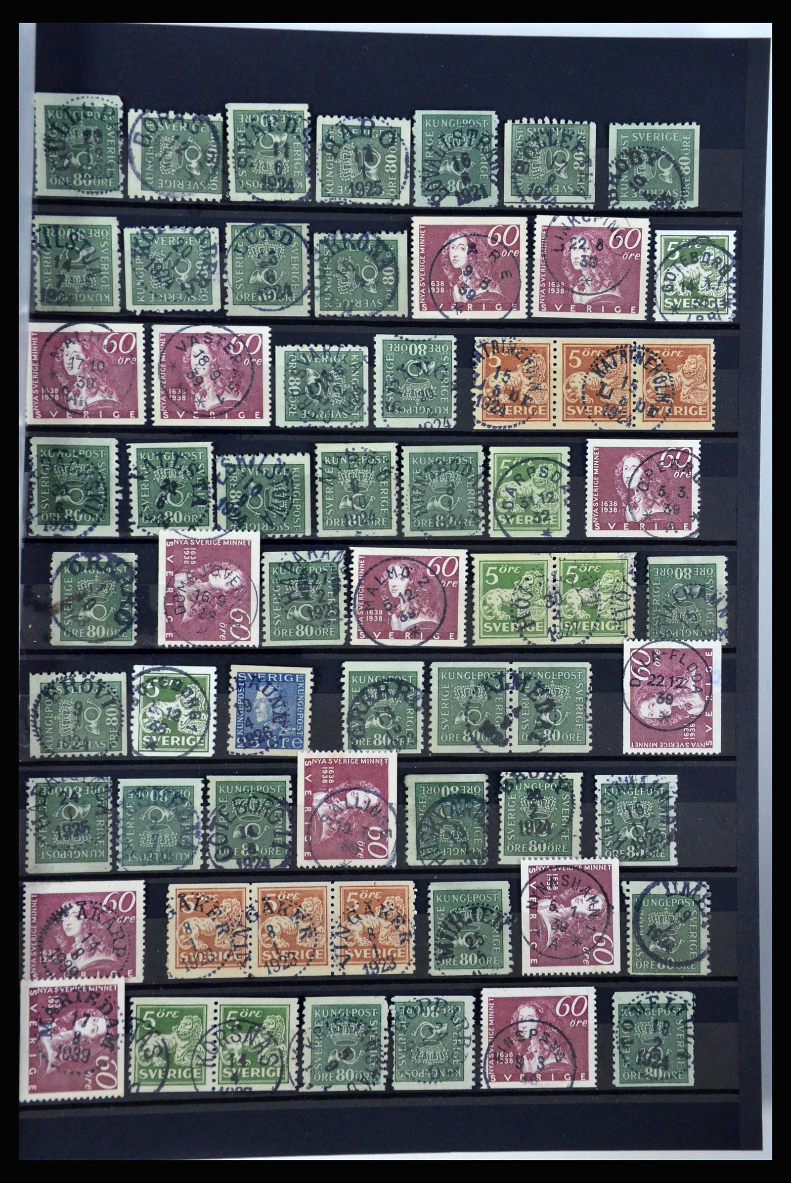 36316 001 - Stamp collection 36316 Sweden cancellations 1920-1938.