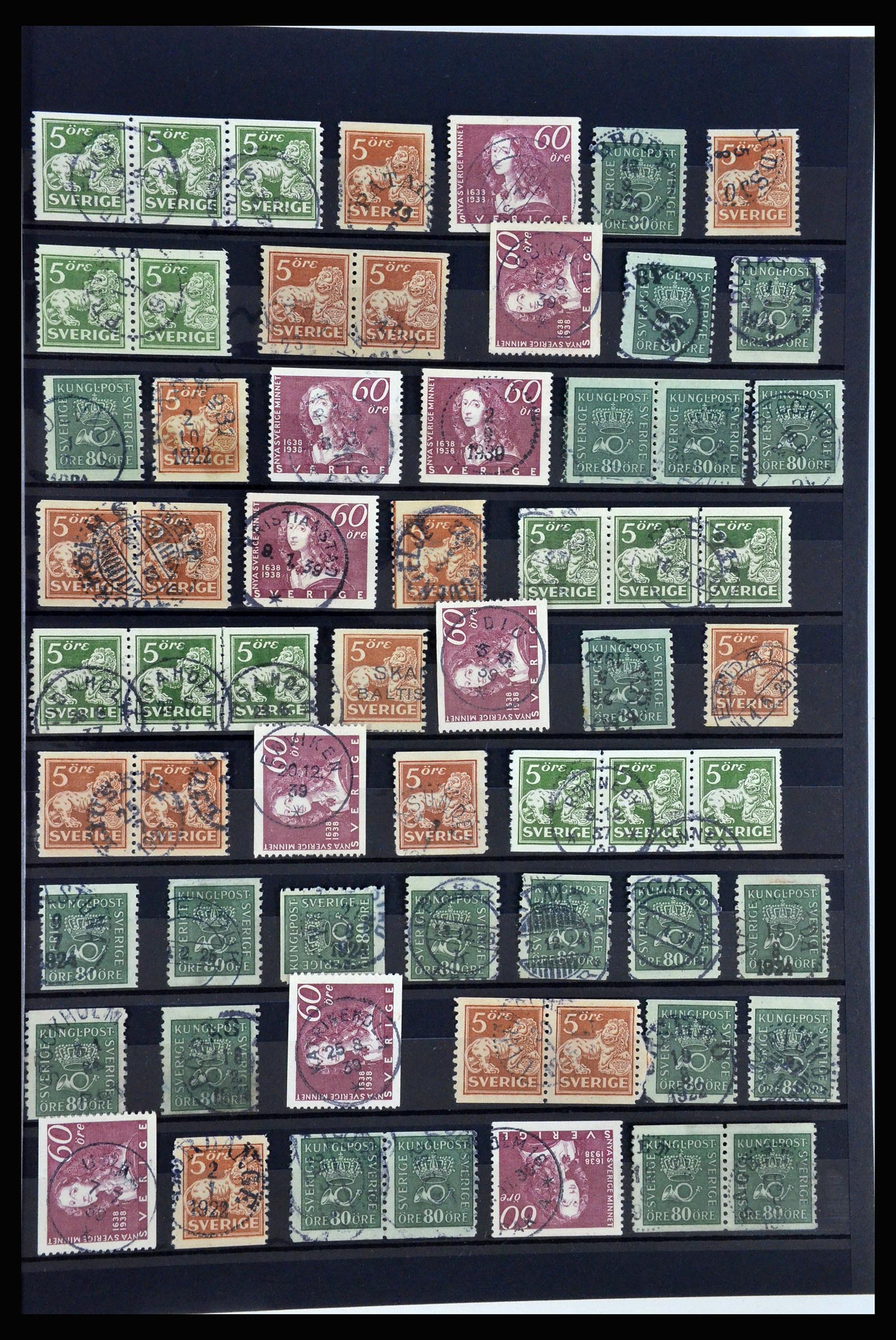 36316 003 - Postzegelverzameling 36316 Zweden stempels 1920-1938.