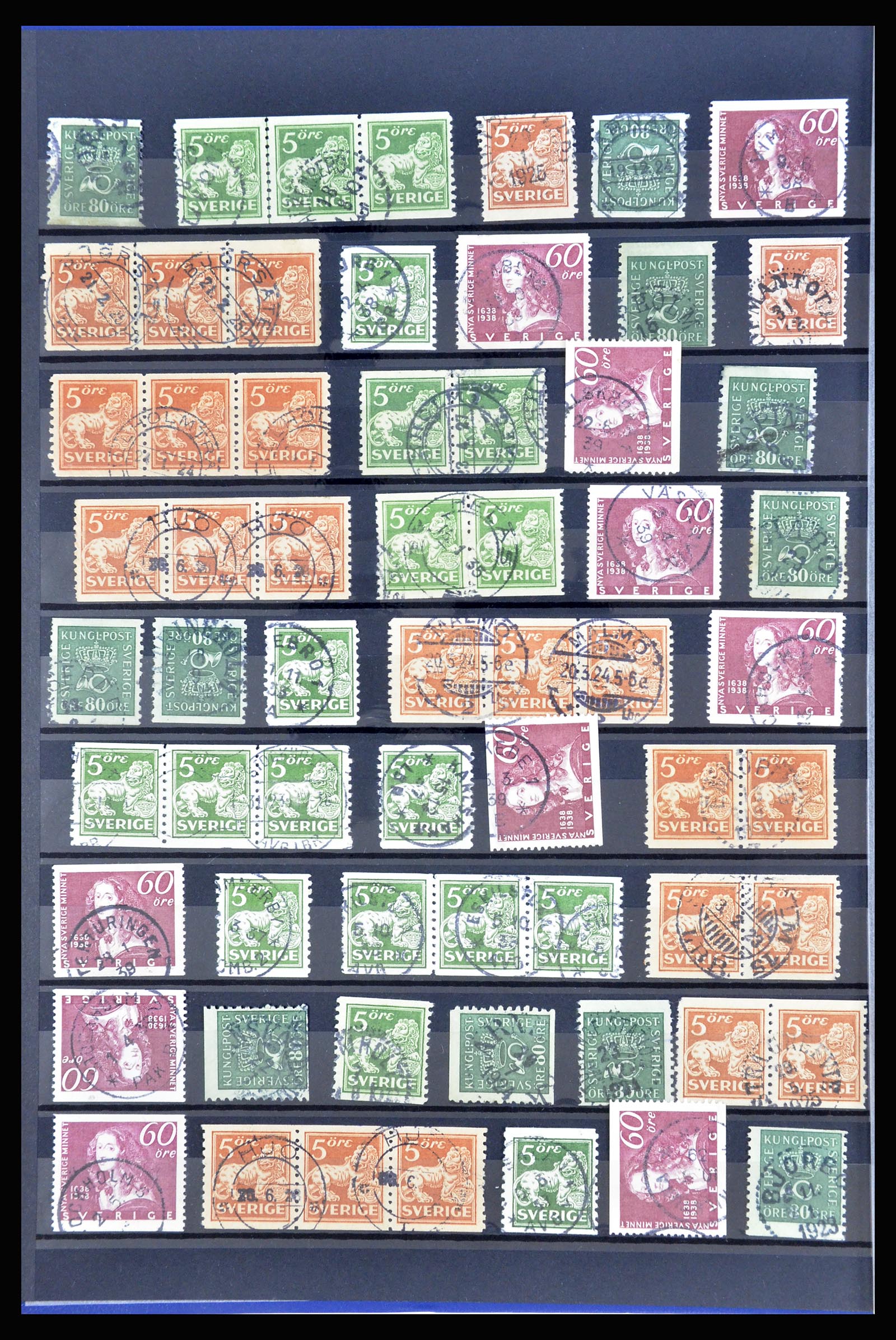 36316 004 - Postzegelverzameling 36316 Zweden stempels 1920-1938.