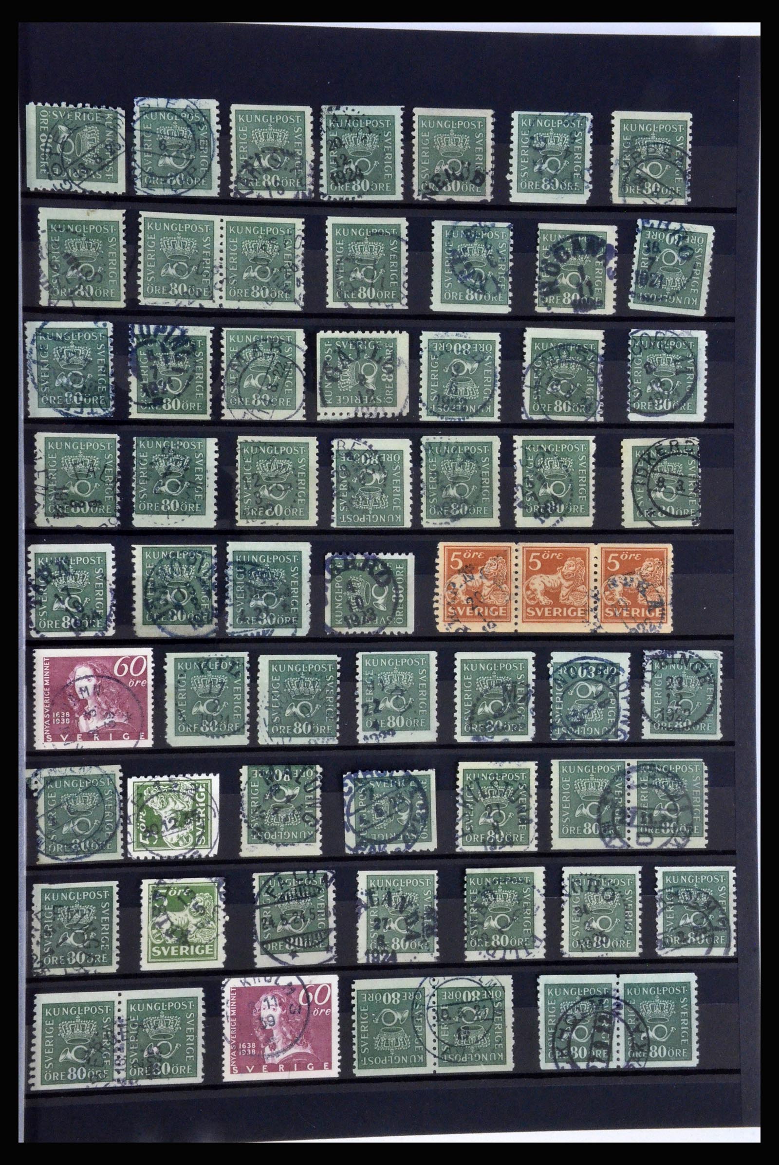 36316 009 - Stamp collection 36316 Sweden cancellations 1920-1938.