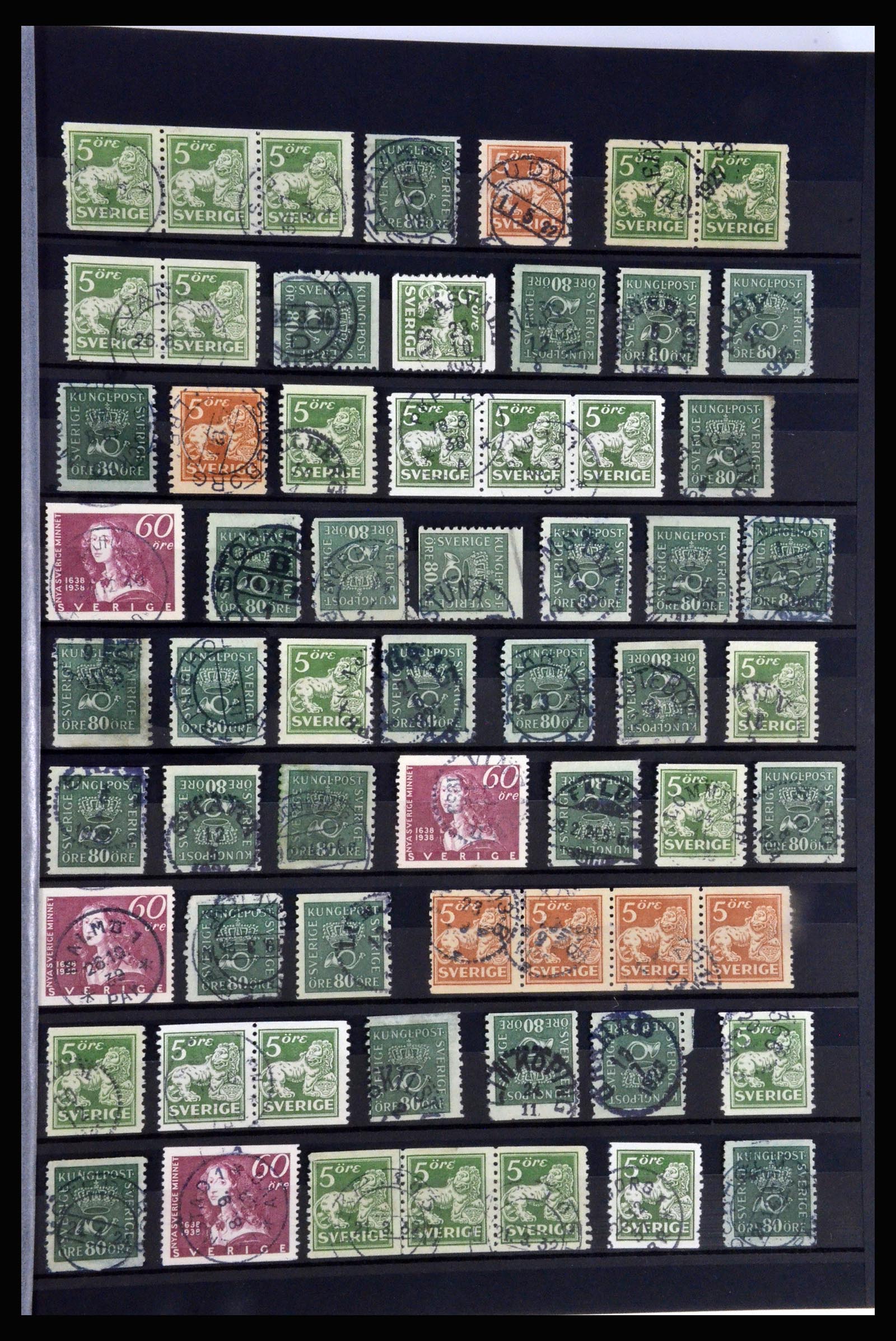36316 011 - Postzegelverzameling 36316 Zweden stempels 1920-1938.