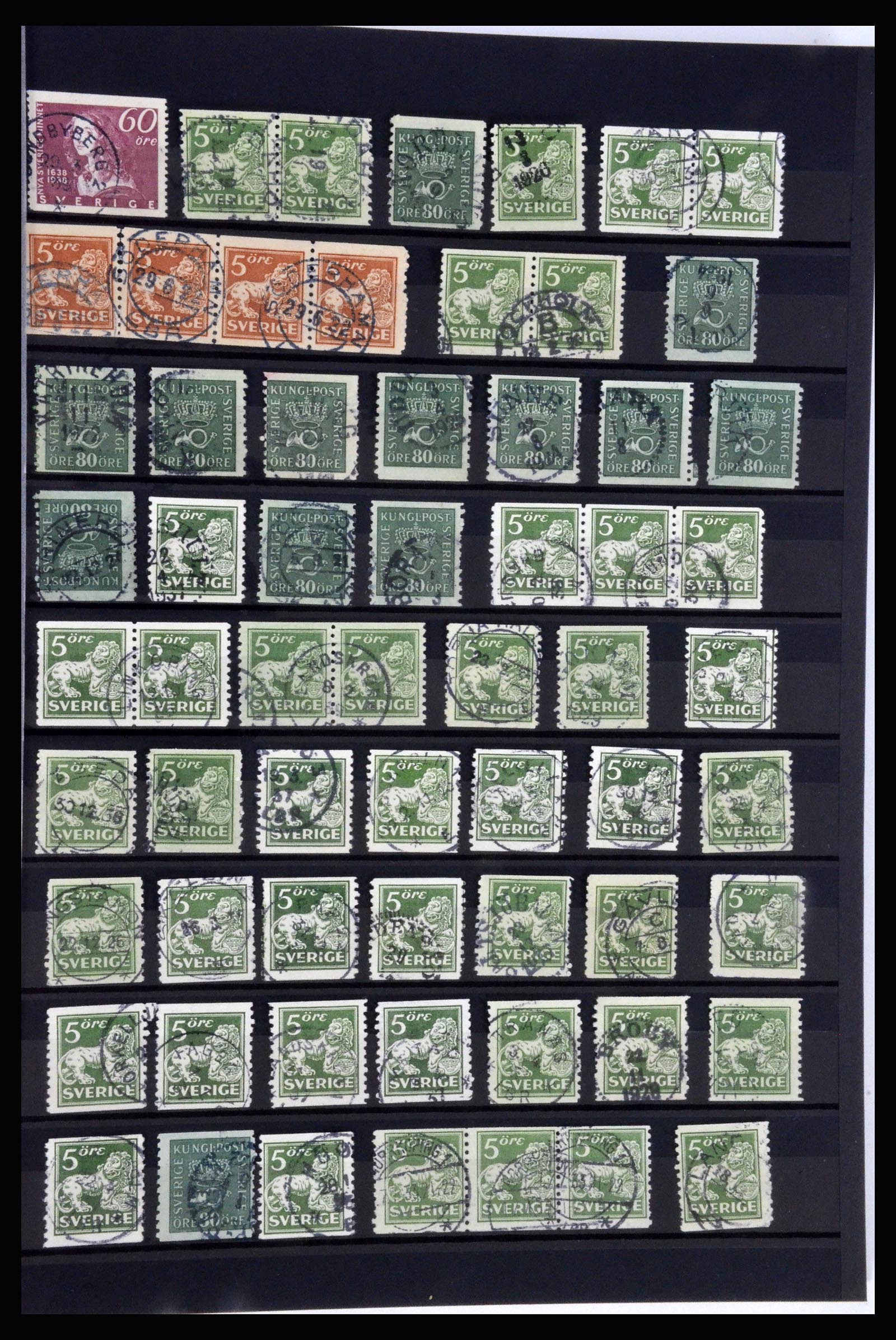 36316 013 - Postzegelverzameling 36316 Zweden stempels 1920-1938.