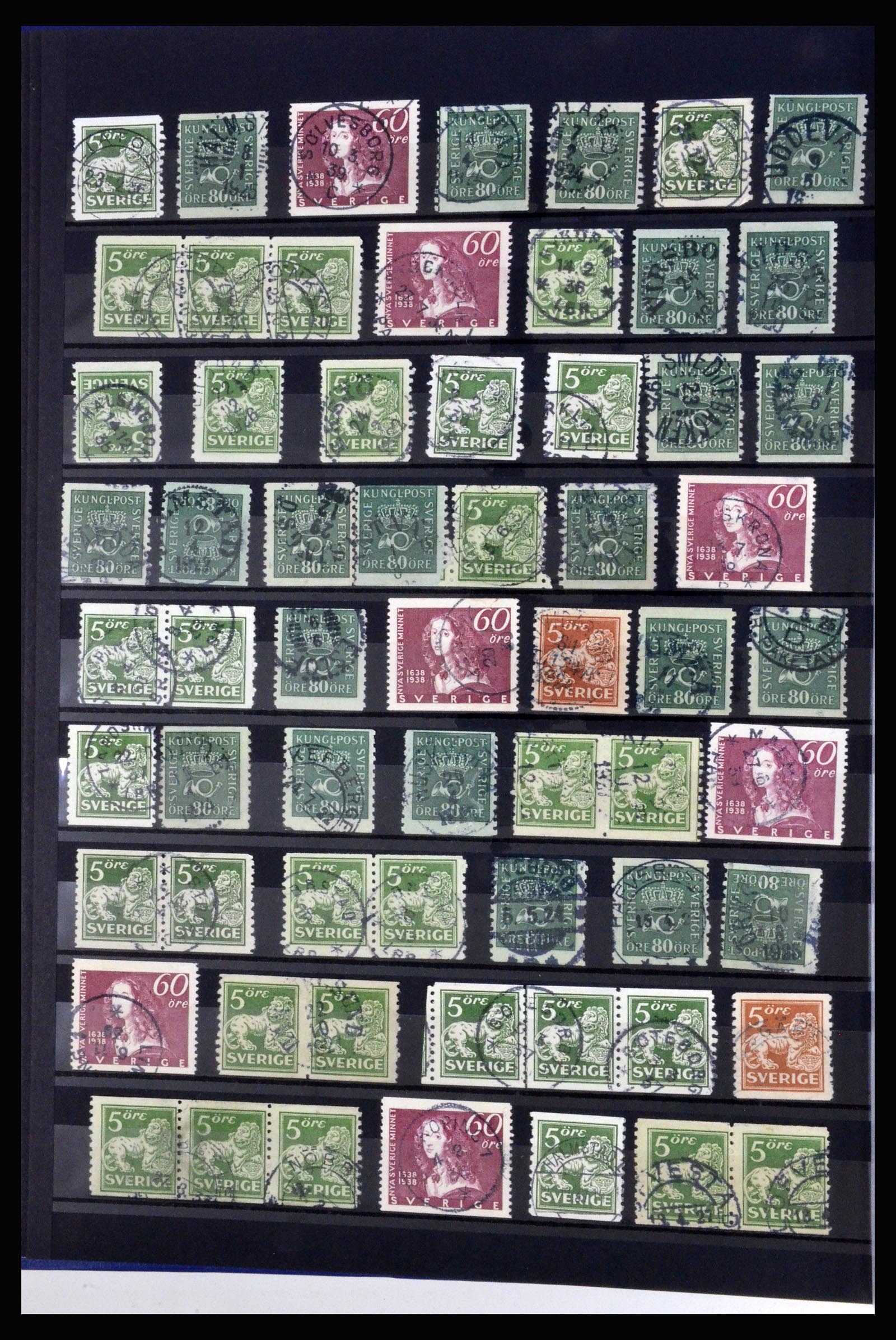 36316 014 - Stamp collection 36316 Sweden cancellations 1920-1938.