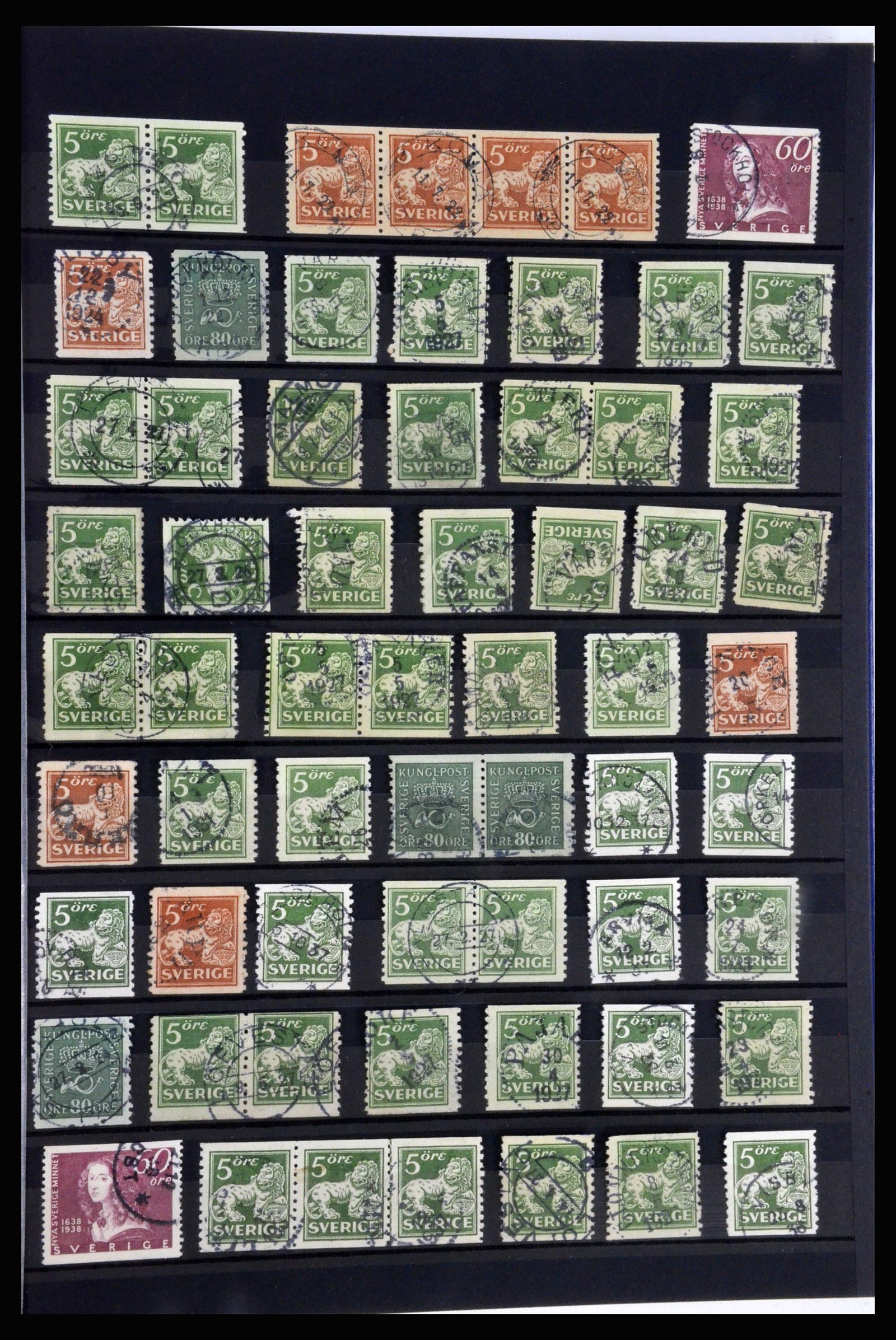 36316 015 - Postzegelverzameling 36316 Zweden stempels 1920-1938.